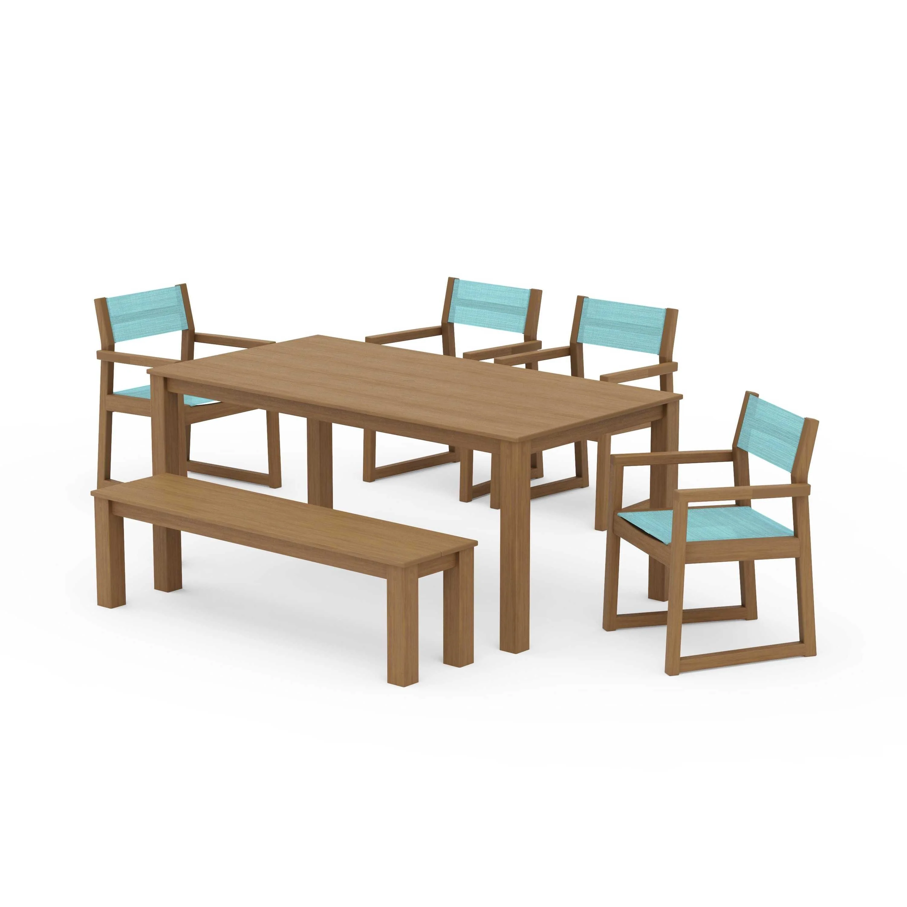 EDGE Sling Arm Chair 6-Piece Parsons Dining Set with Bench - Image 96