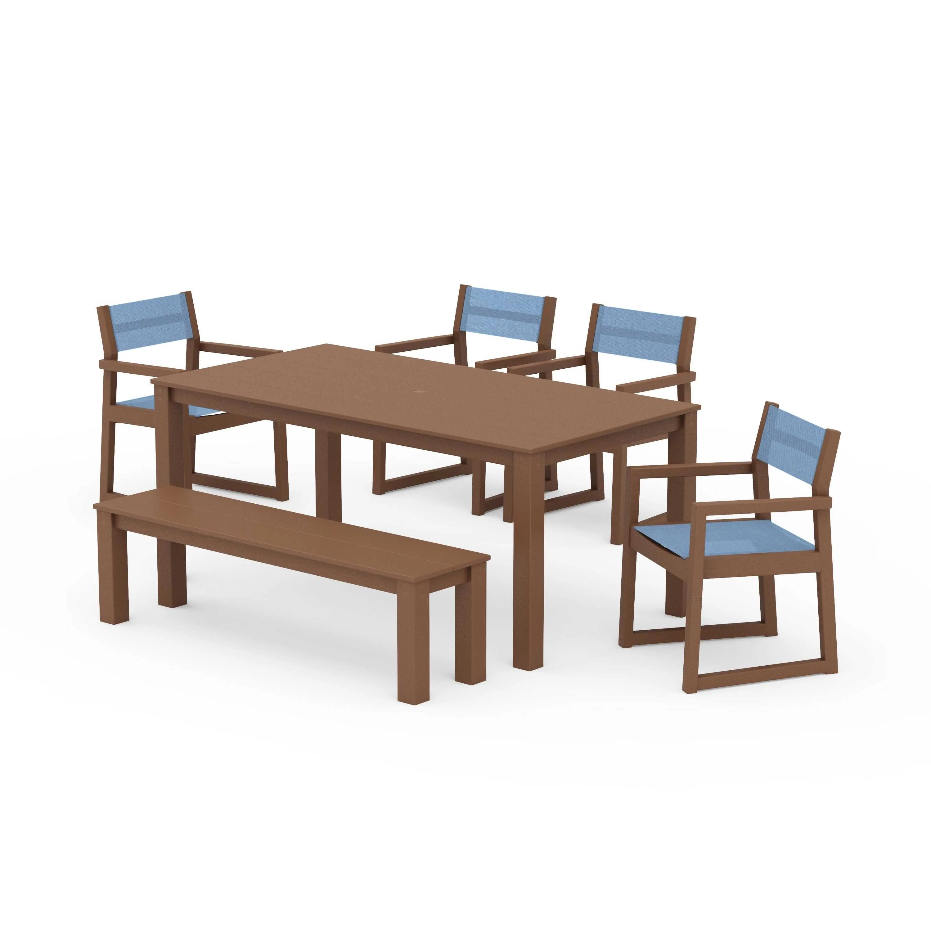 EDGE Sling Arm Chair 6-Piece Parsons Dining Set with Bench - Image 97
