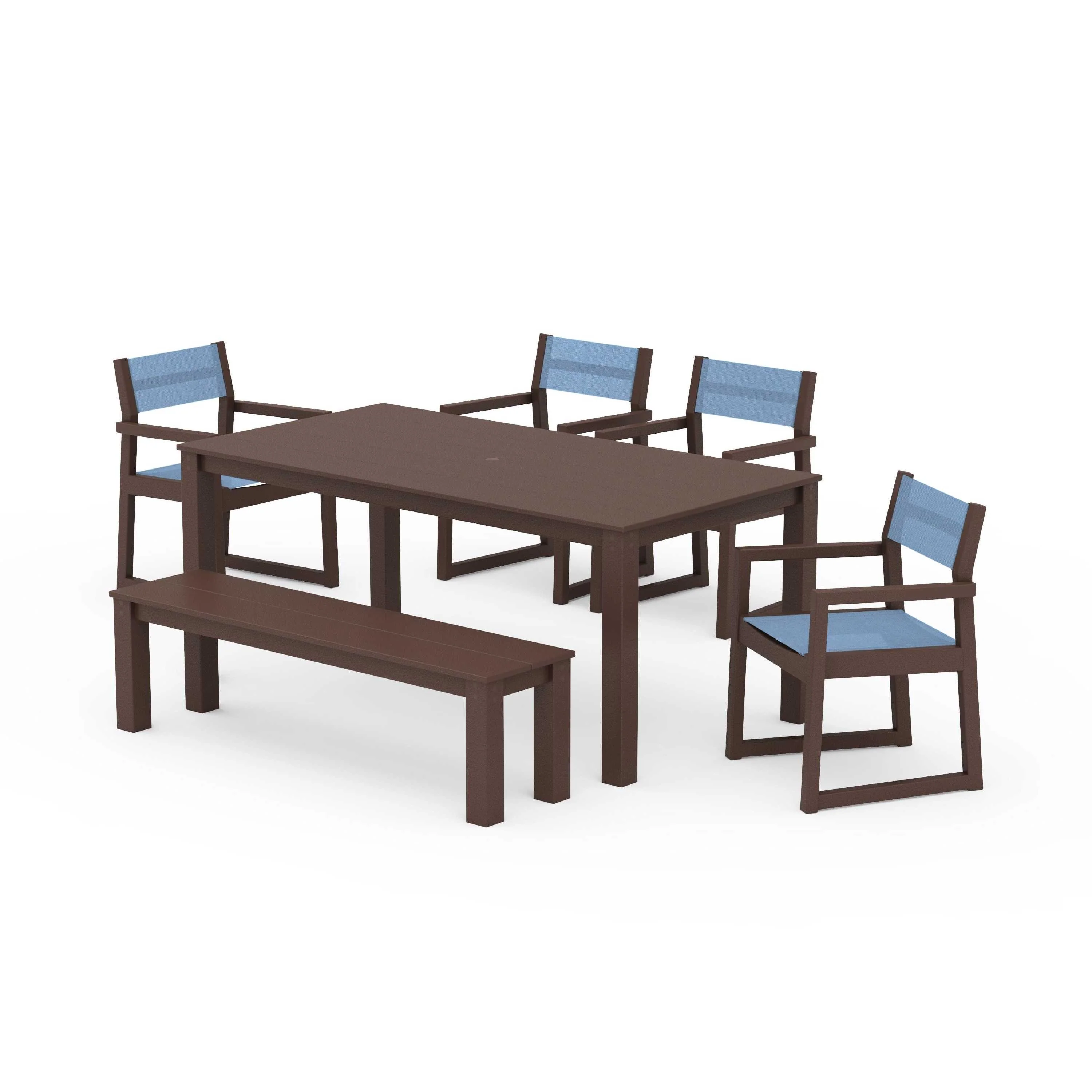 EDGE Sling Arm Chair 6-Piece Parsons Dining Set with Bench - Image 98