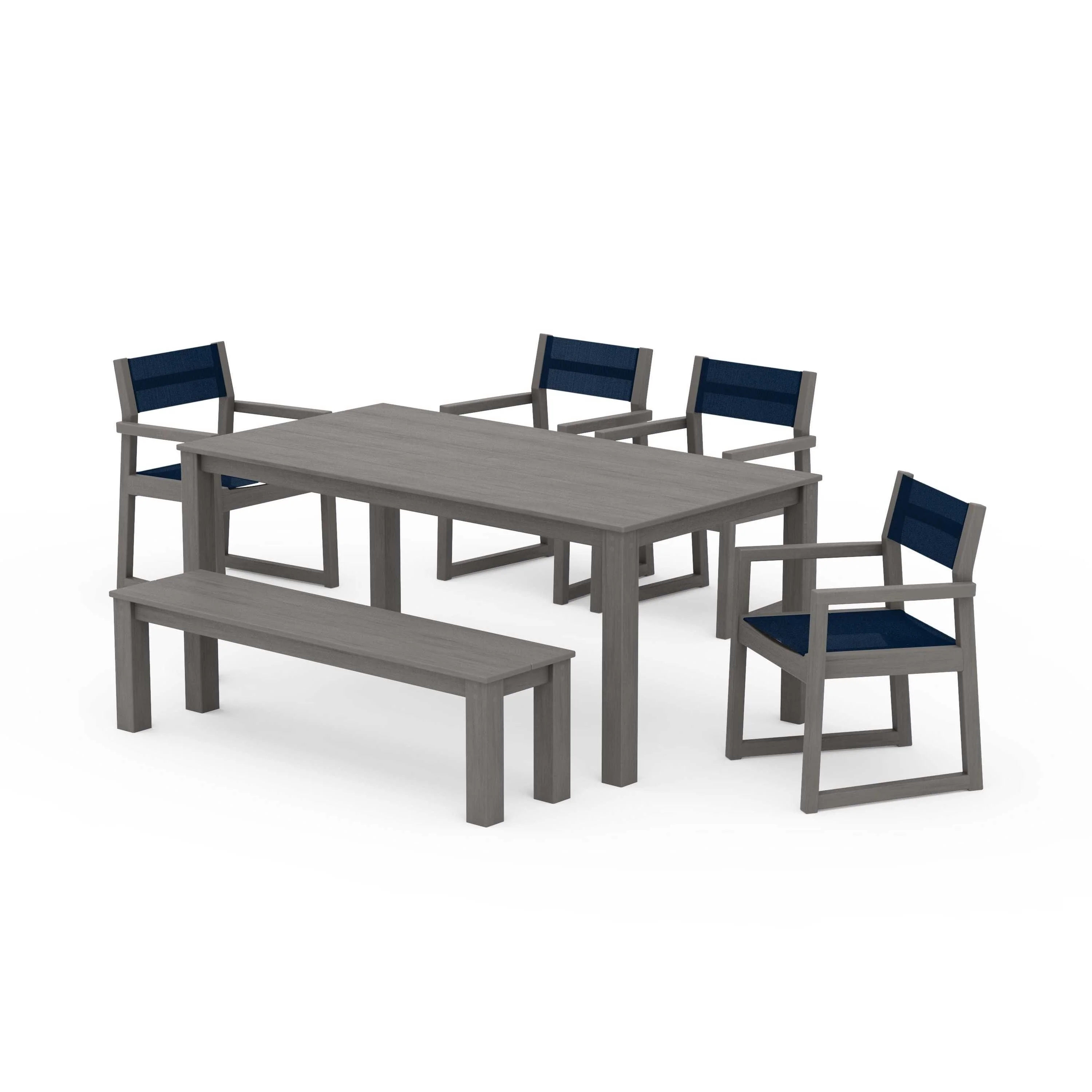 EDGE Sling Arm Chair 6-Piece Parsons Dining Set with Bench - Image 99