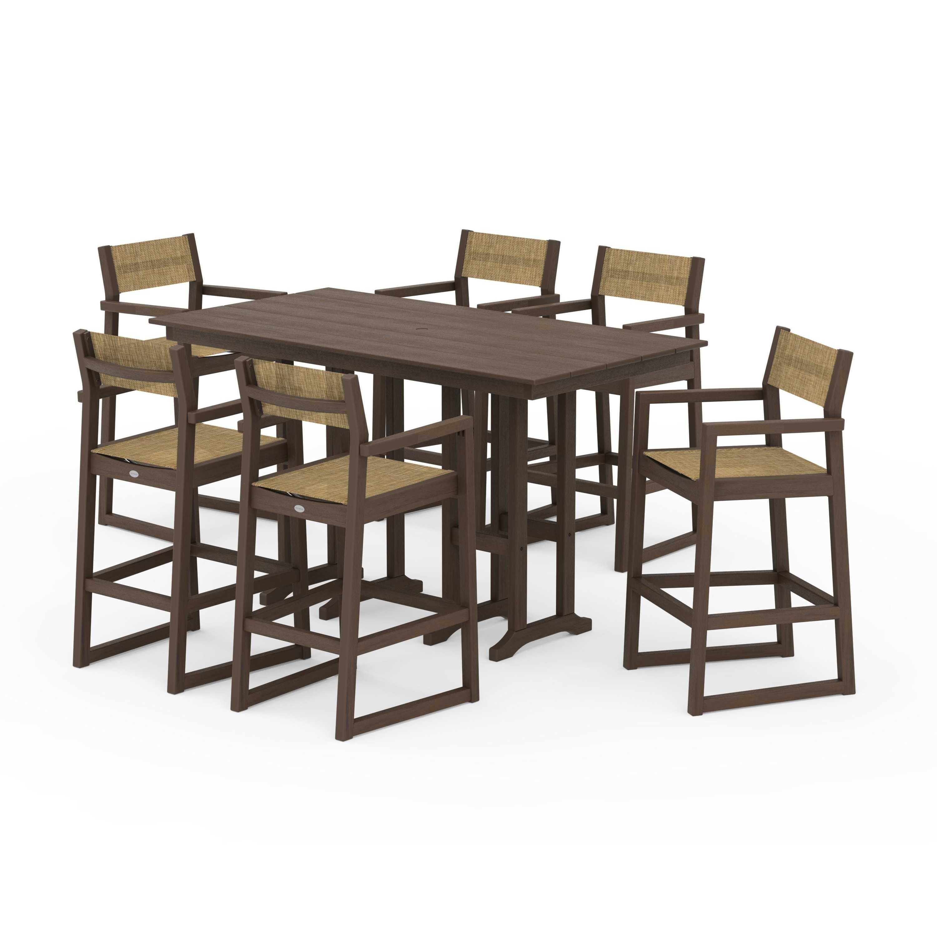 EDGE Sling Arm Chair 7-Piece Farmhouse Bar Set - Image 101