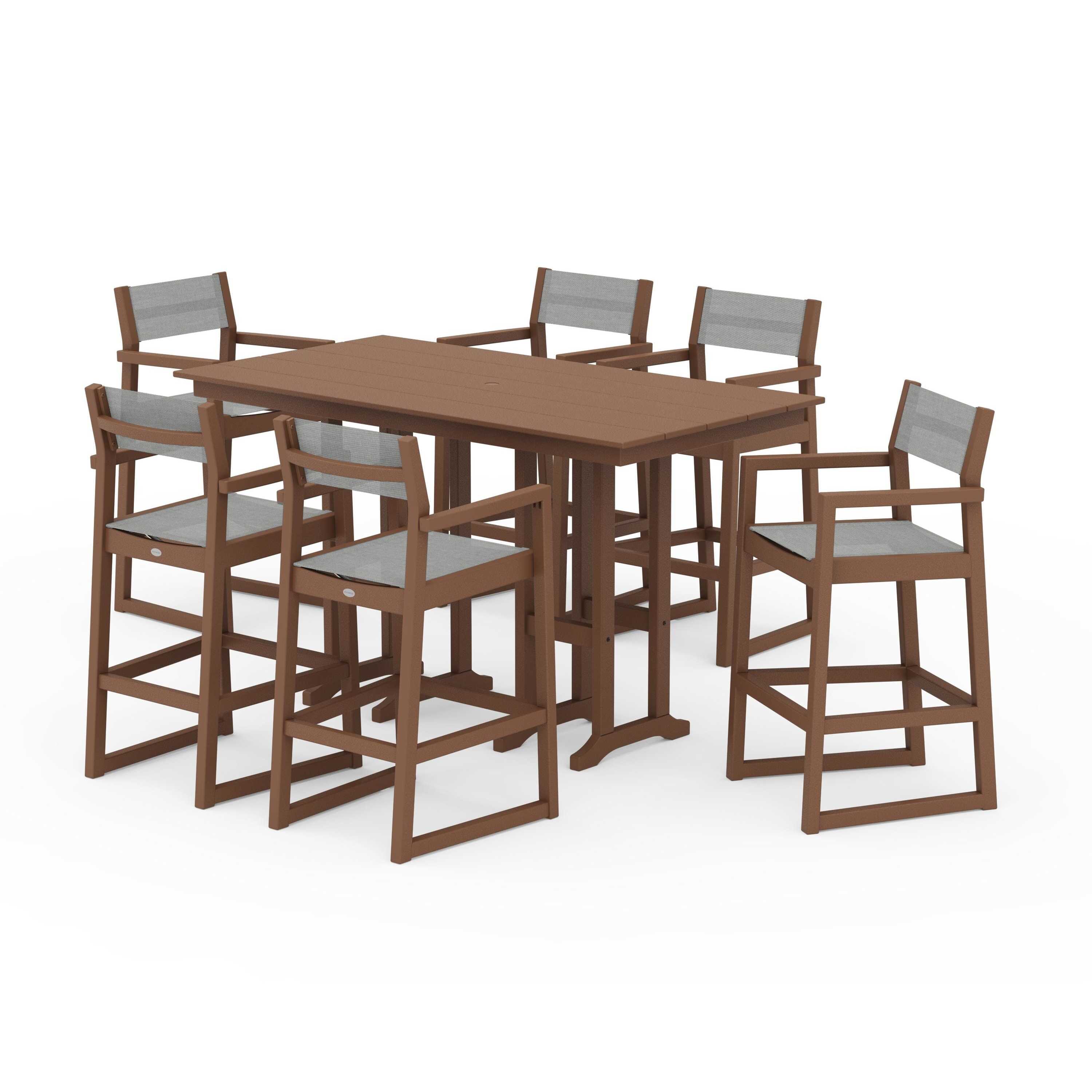 EDGE Sling Arm Chair 7-Piece Farmhouse Bar Set - Image 119