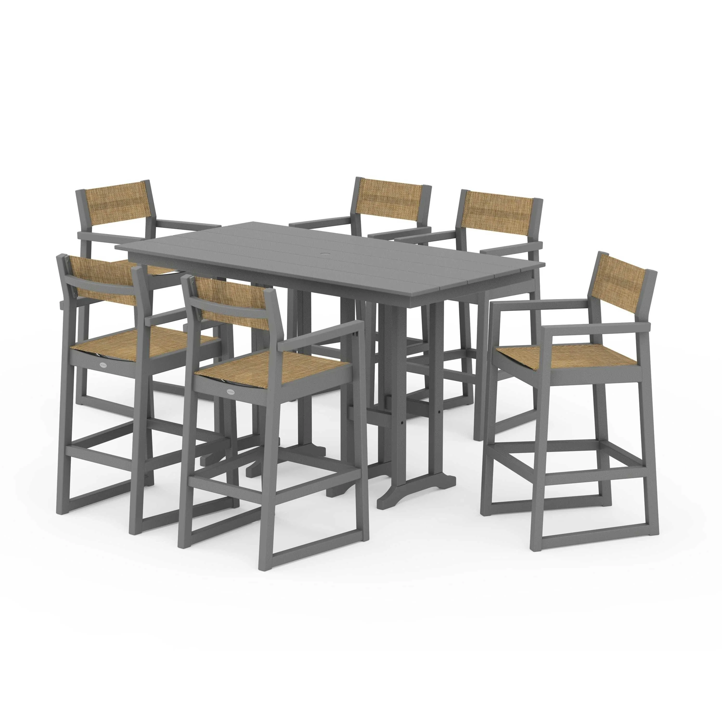 EDGE Sling Arm Chair 7-Piece Farmhouse Bar Set - Image 55