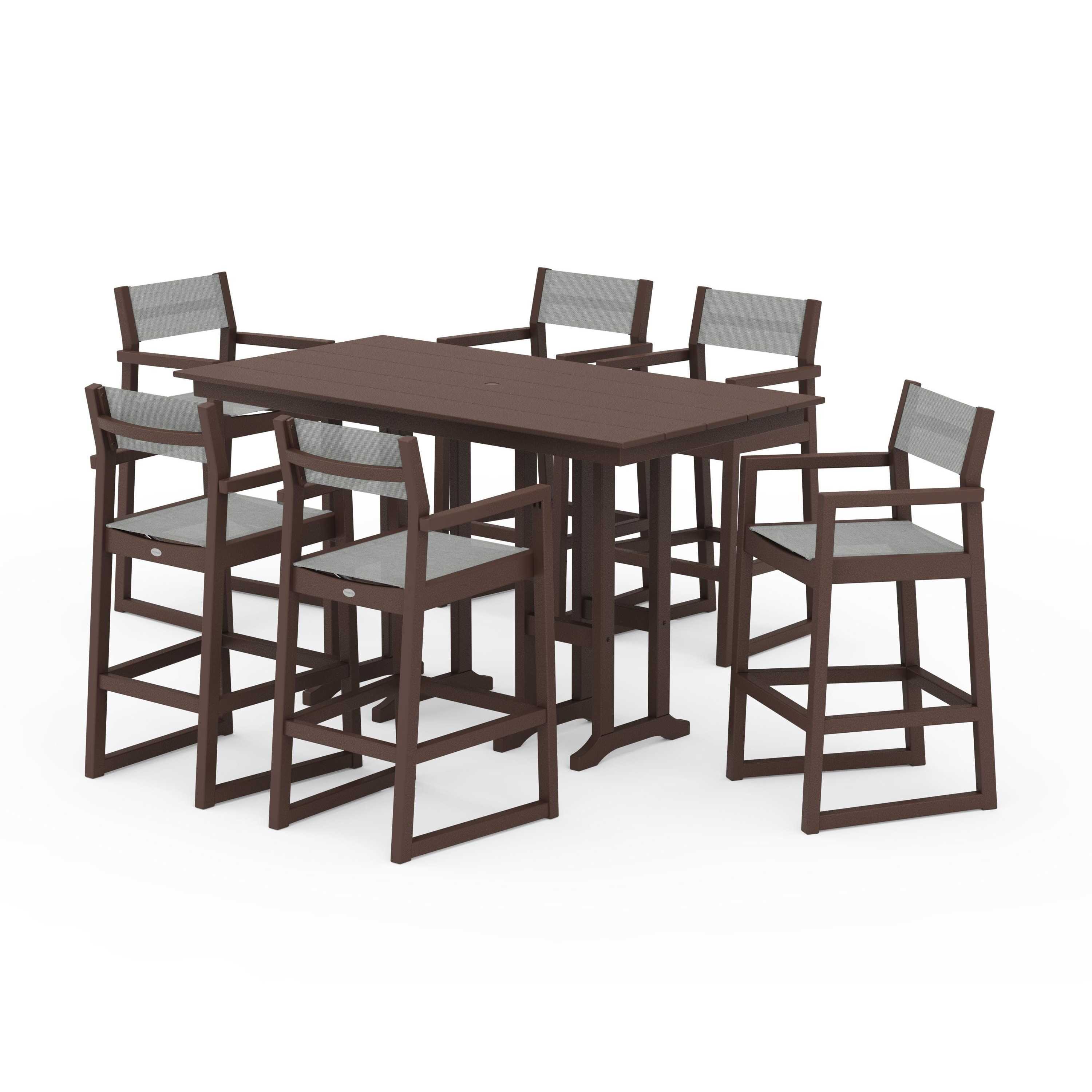 EDGE Sling Arm Chair 7-Piece Farmhouse Bar Set - Image 70