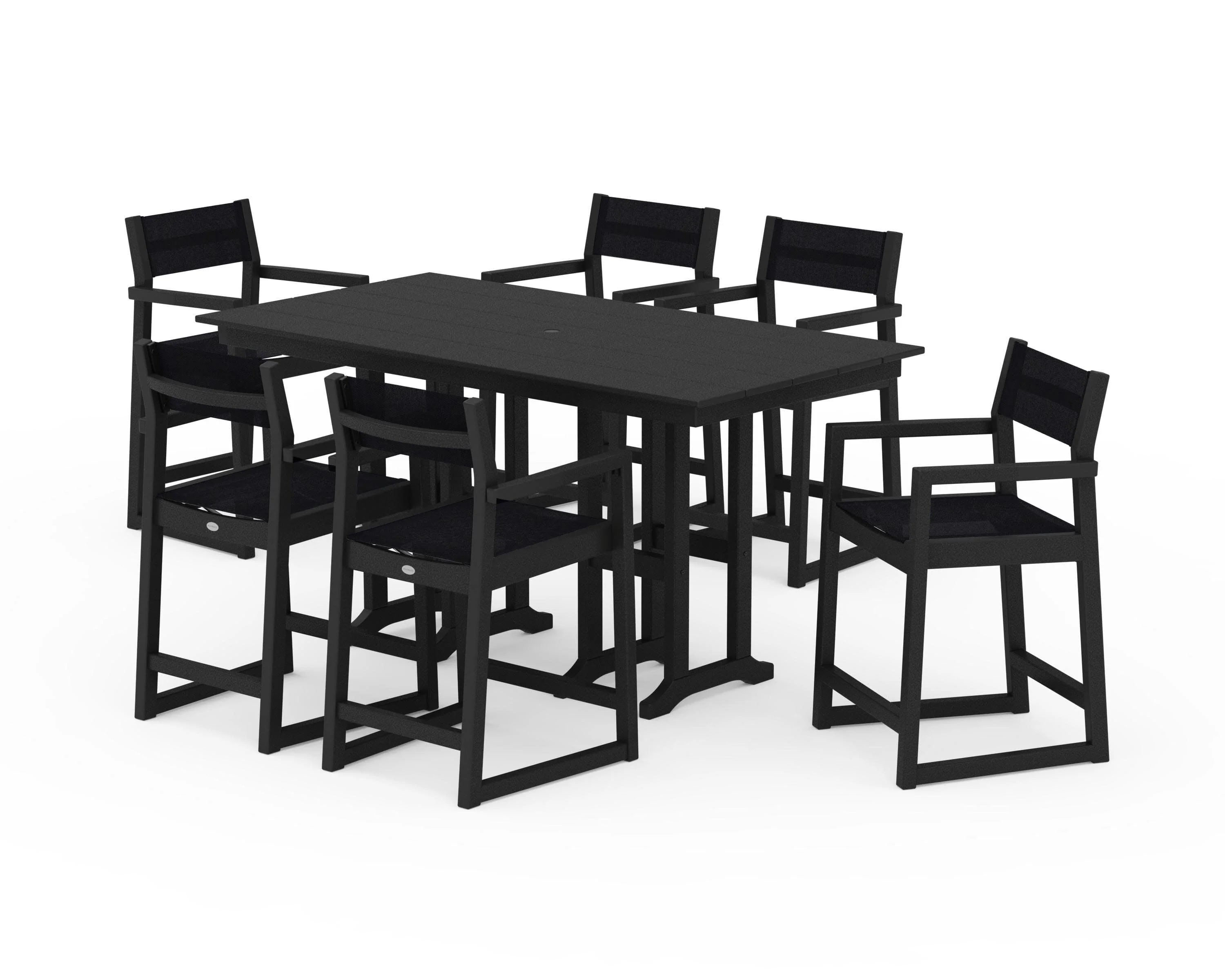 EDGE Sling Arm Chair 7-Piece Farmhouse Counter Set - Image 10