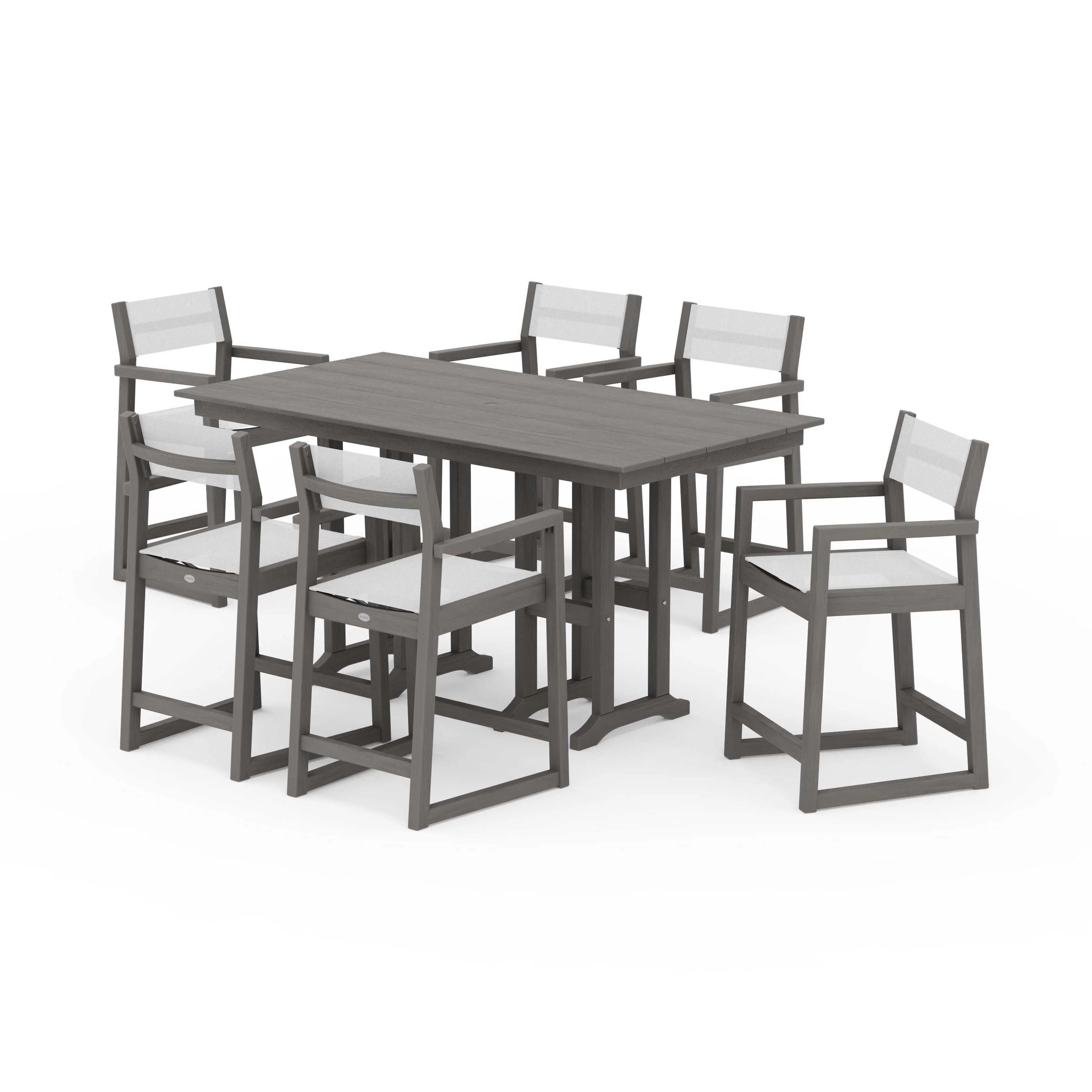 EDGE Sling Arm Chair 7-Piece Farmhouse Counter Set - Image 100
