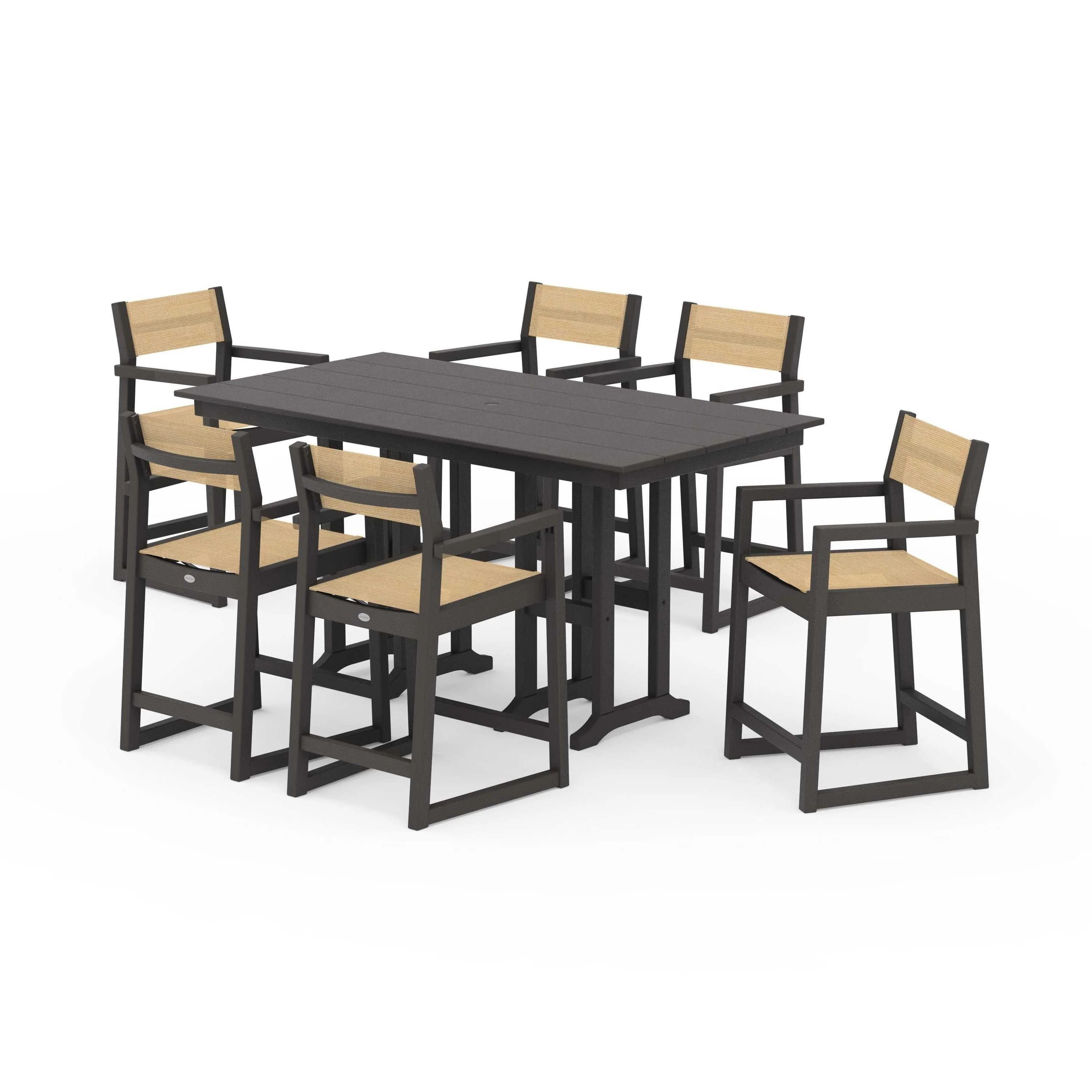 EDGE Sling Arm Chair 7-Piece Farmhouse Counter Set - Image 101