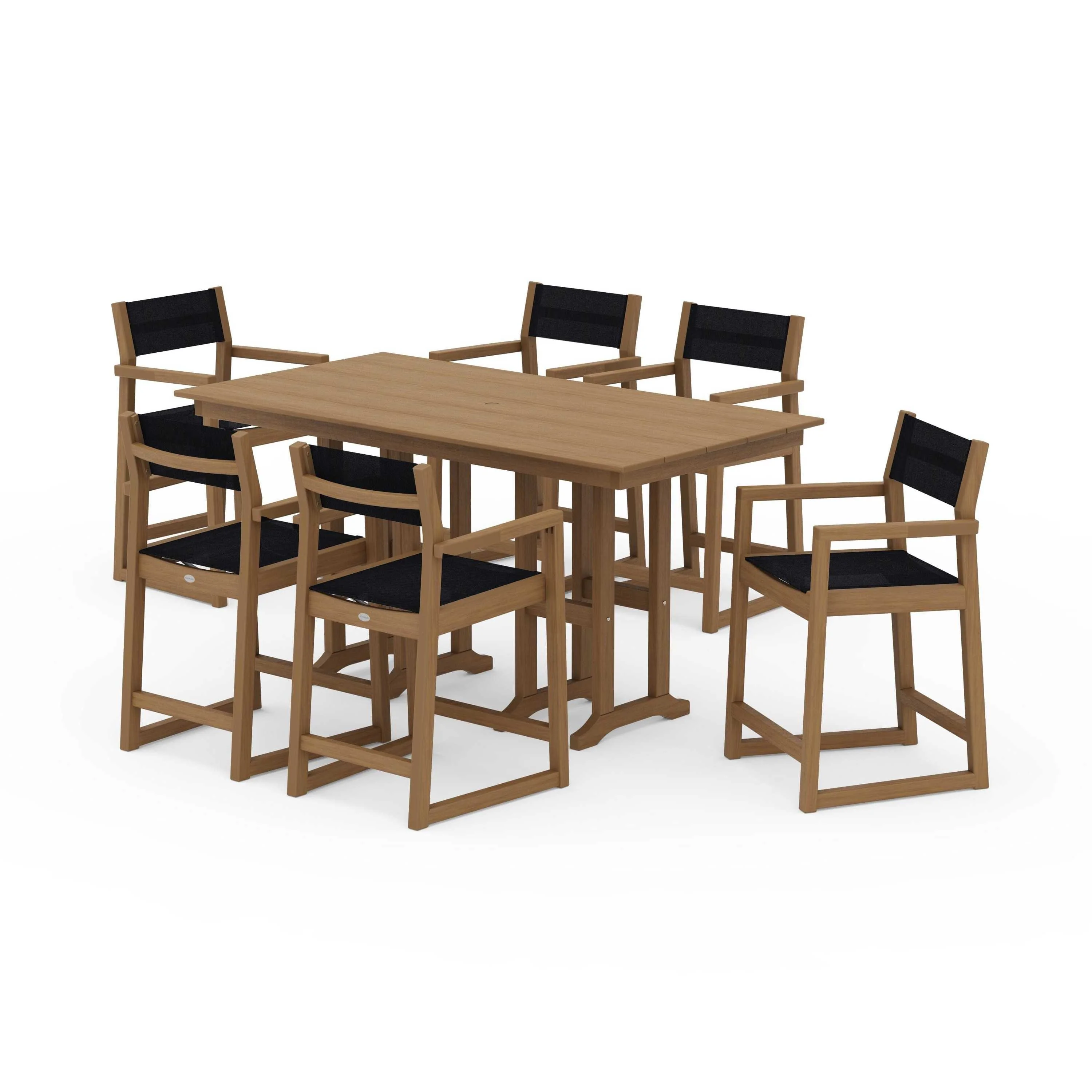 EDGE Sling Arm Chair 7-Piece Farmhouse Counter Set - Image 102