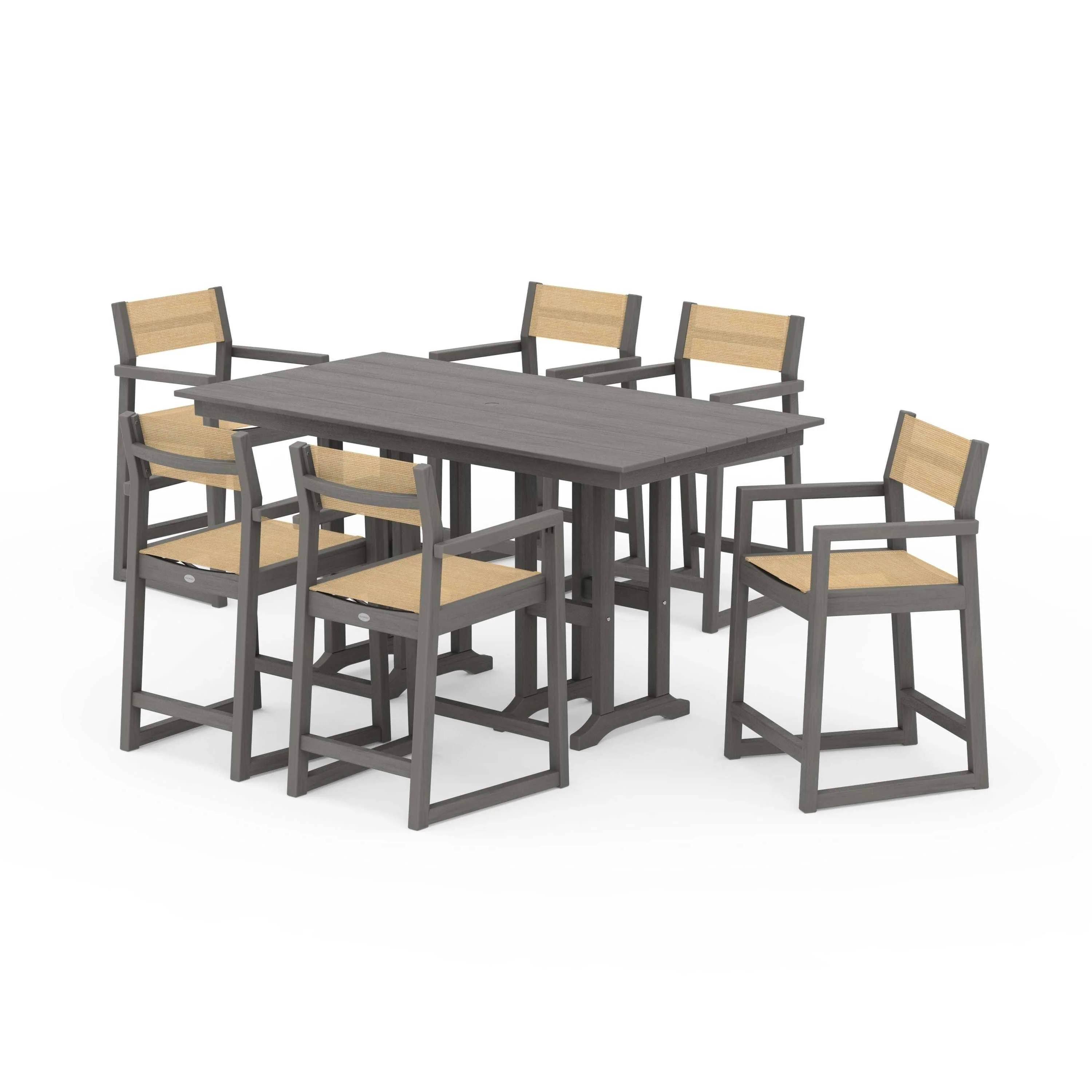 EDGE Sling Arm Chair 7-Piece Farmhouse Counter Set - Image 105