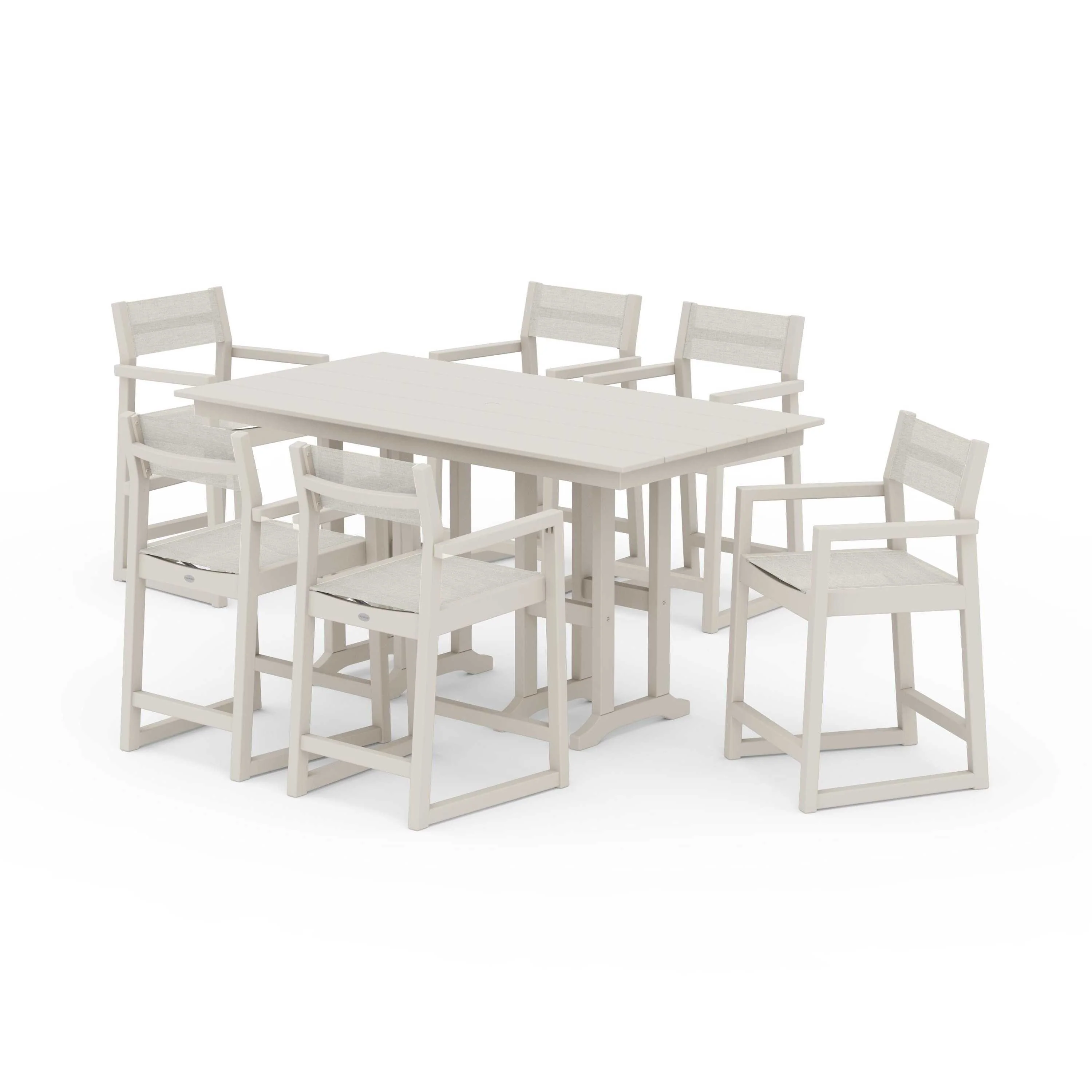 EDGE Sling Arm Chair 7-Piece Farmhouse Counter Set - Image 106