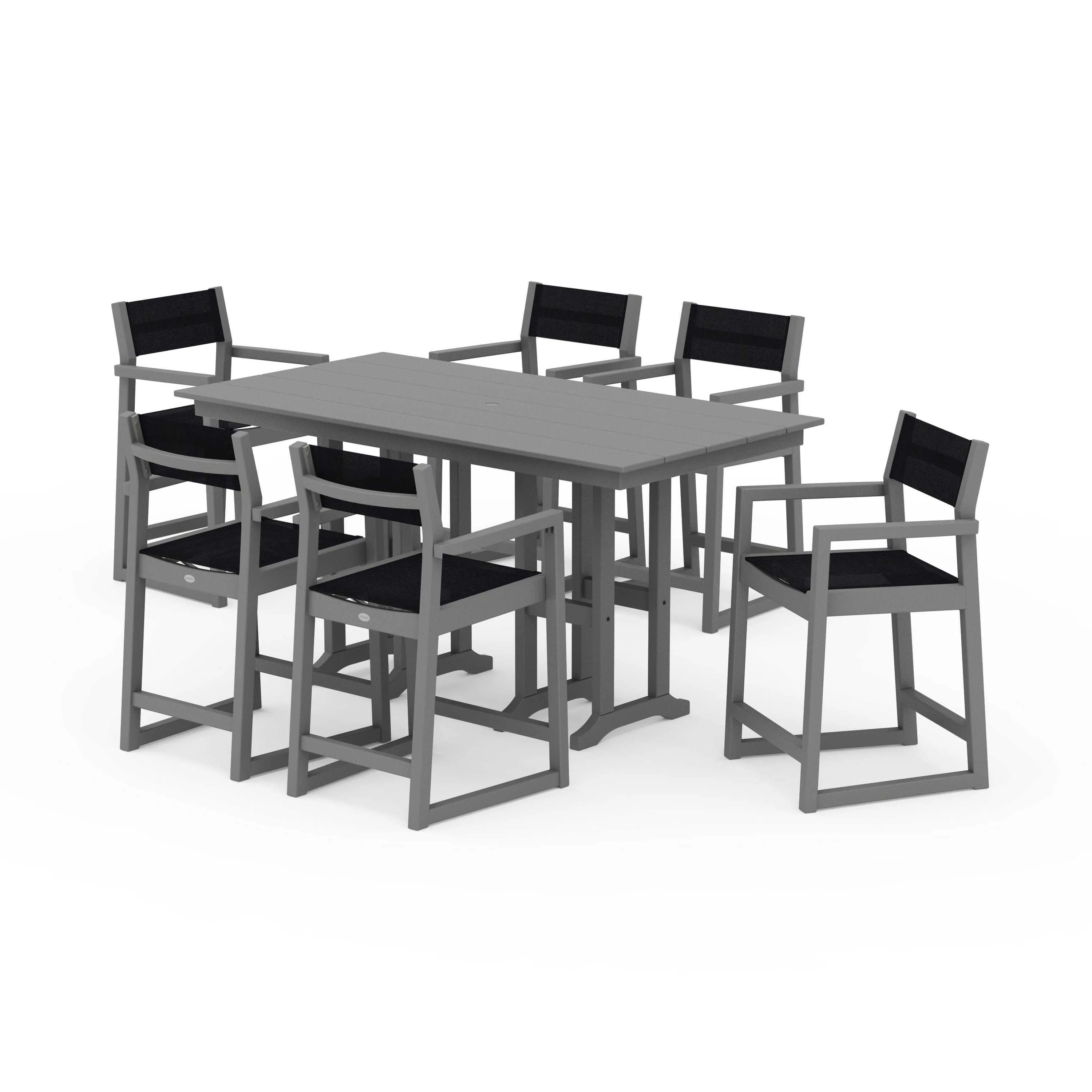 EDGE Sling Arm Chair 7-Piece Farmhouse Counter Set - Image 107