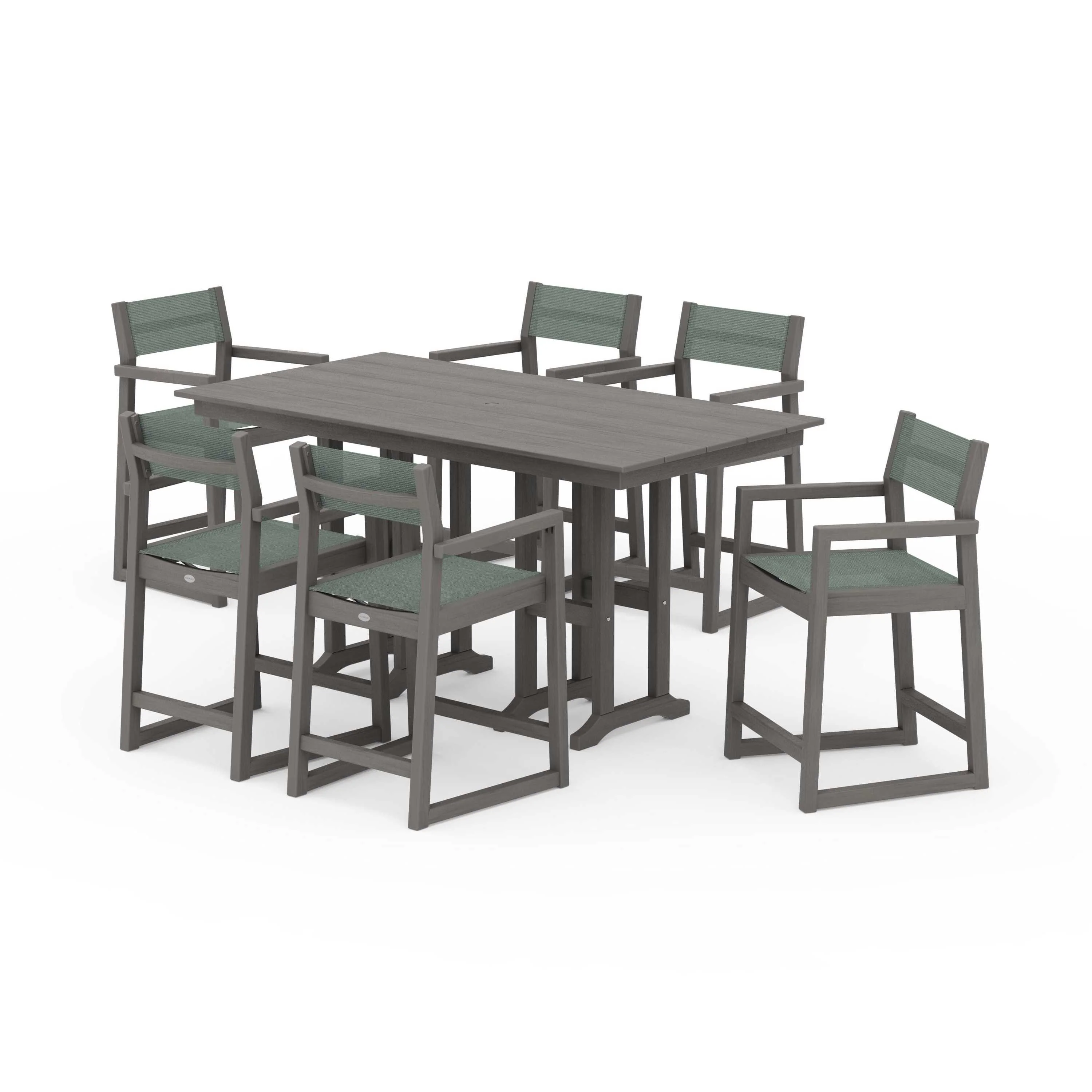 EDGE Sling Arm Chair 7-Piece Farmhouse Counter Set - Image 109