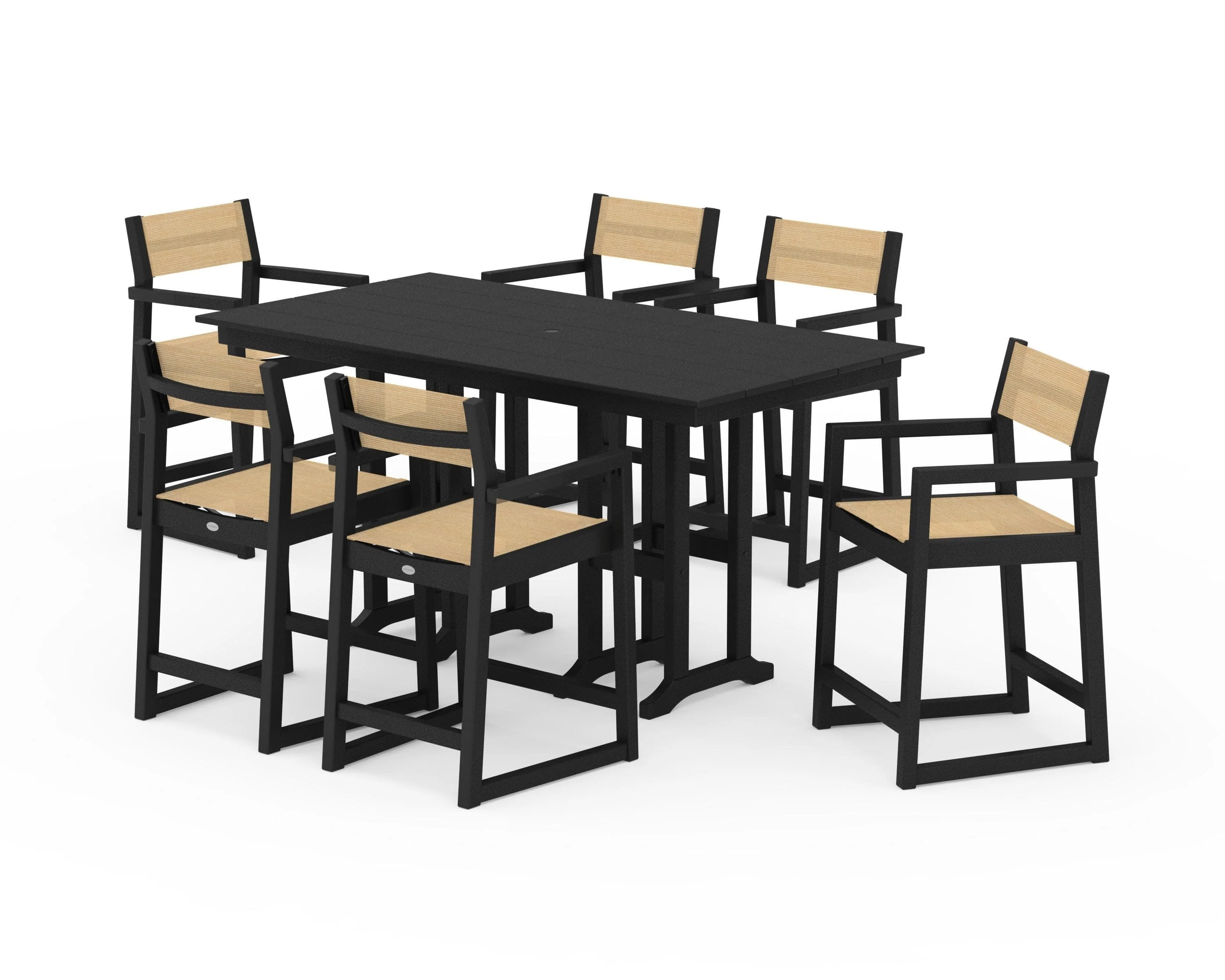 EDGE Sling Arm Chair 7-Piece Farmhouse Counter Set - Image 11