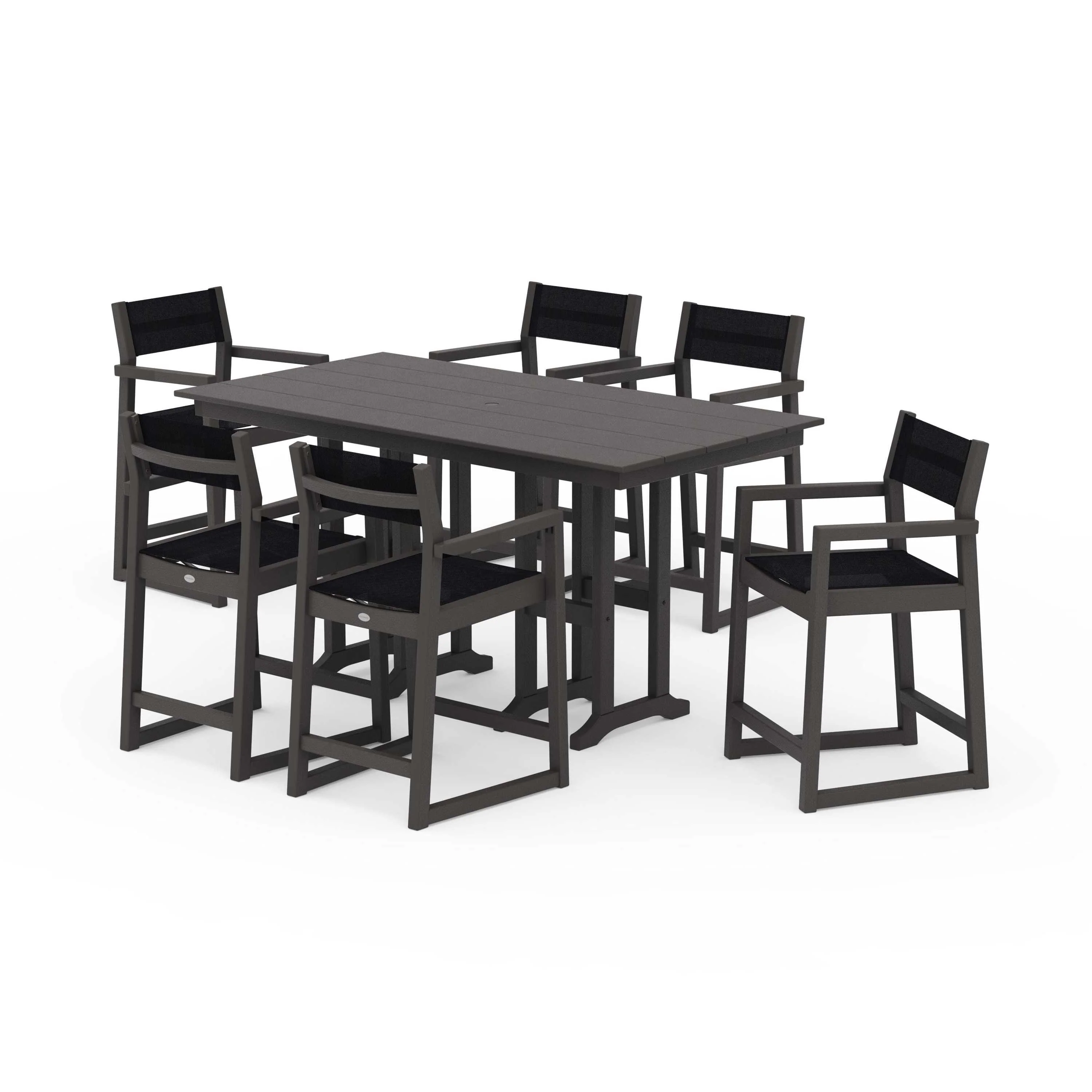 EDGE Sling Arm Chair 7-Piece Farmhouse Counter Set - Image 110