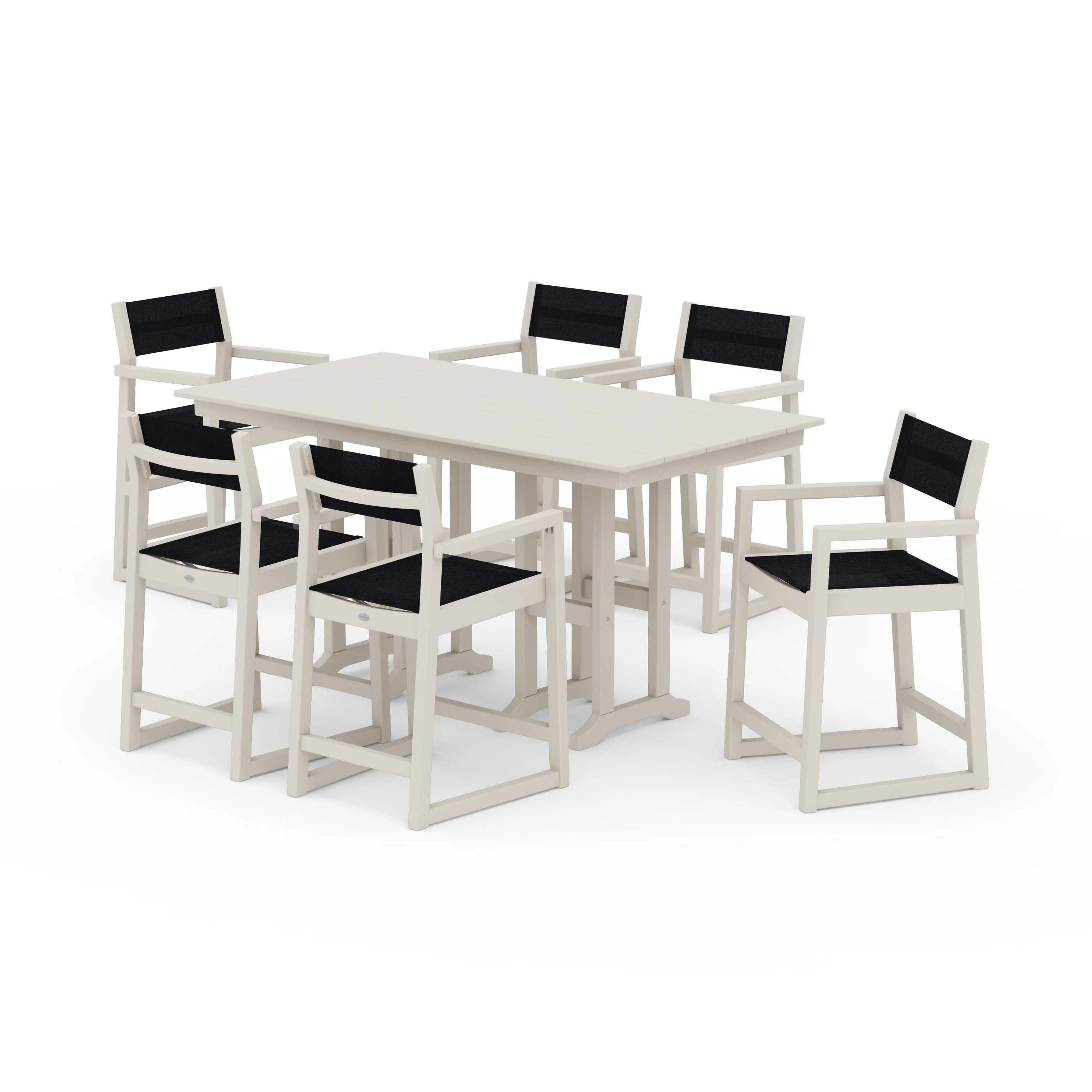 EDGE Sling Arm Chair 7-Piece Farmhouse Counter Set - Image 111