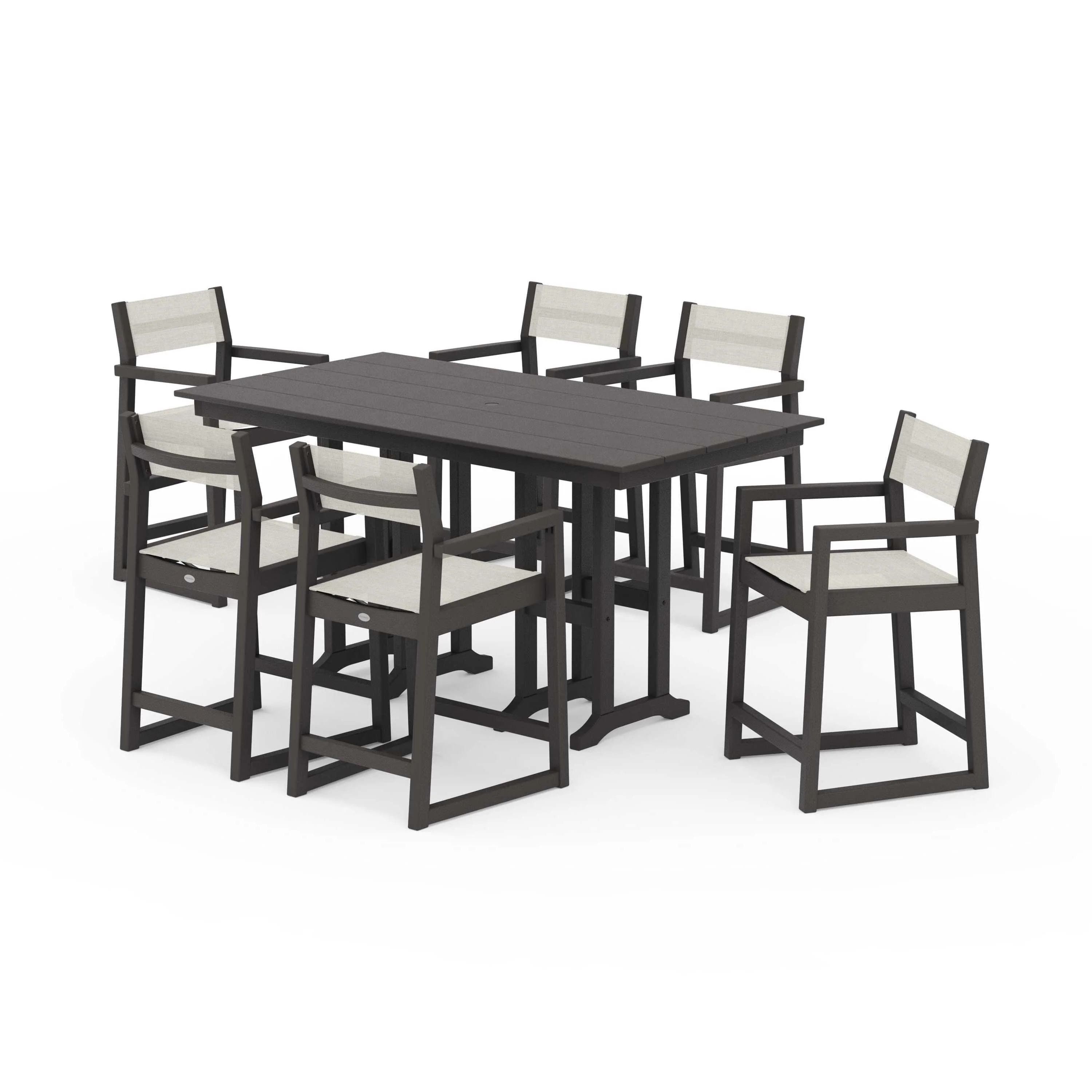 EDGE Sling Arm Chair 7-Piece Farmhouse Counter Set - Image 113