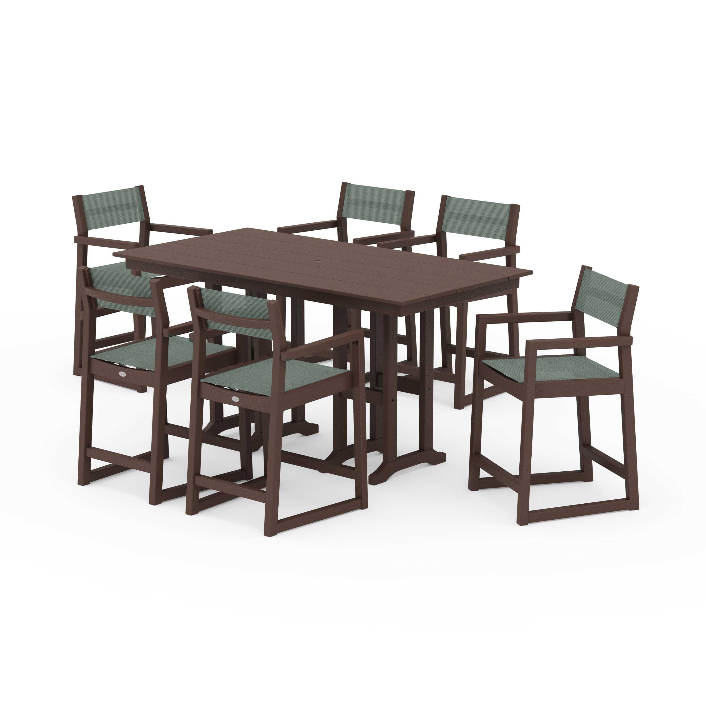 EDGE Sling Arm Chair 7-Piece Farmhouse Counter Set - Image 114