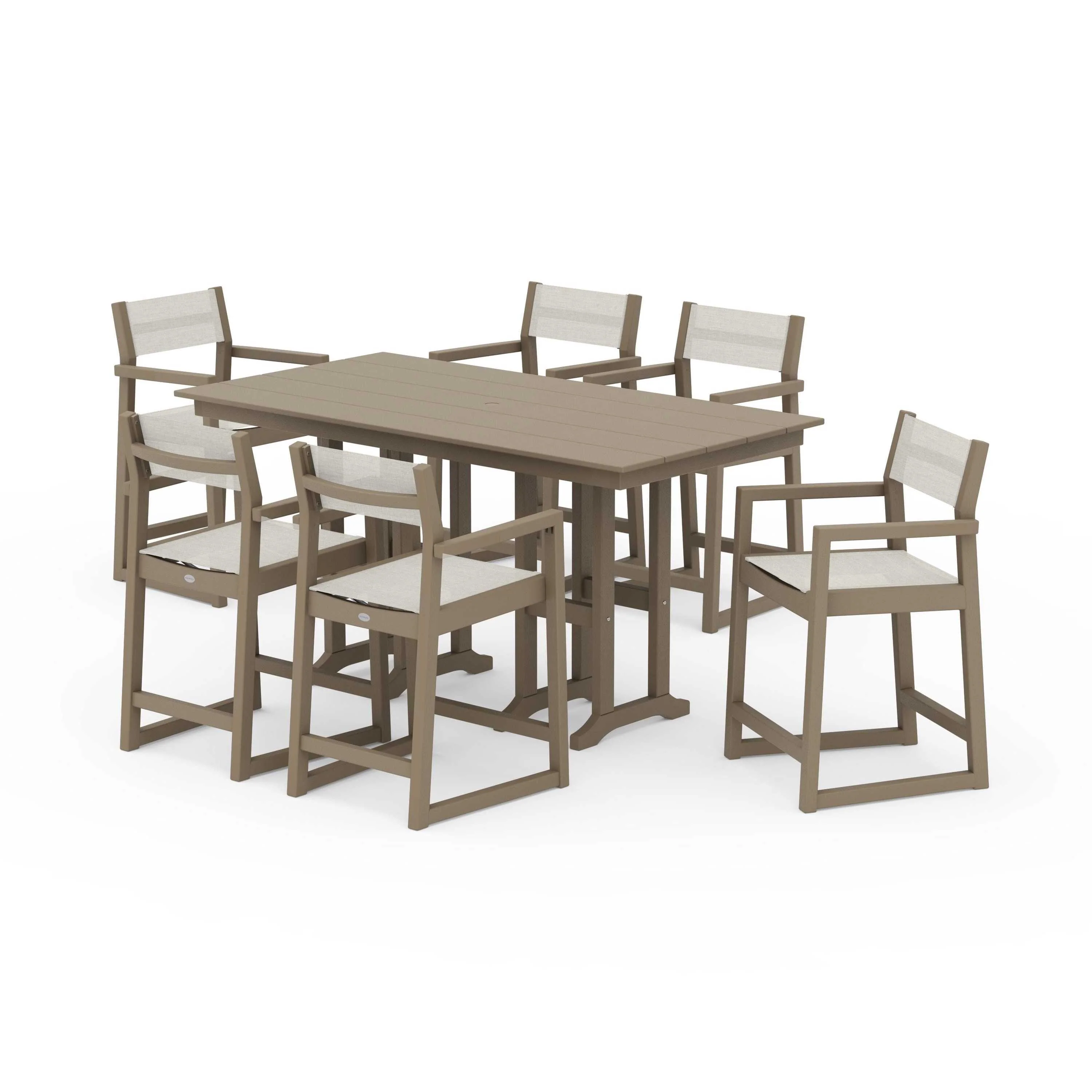 EDGE Sling Arm Chair 7-Piece Farmhouse Counter Set - Image 115
