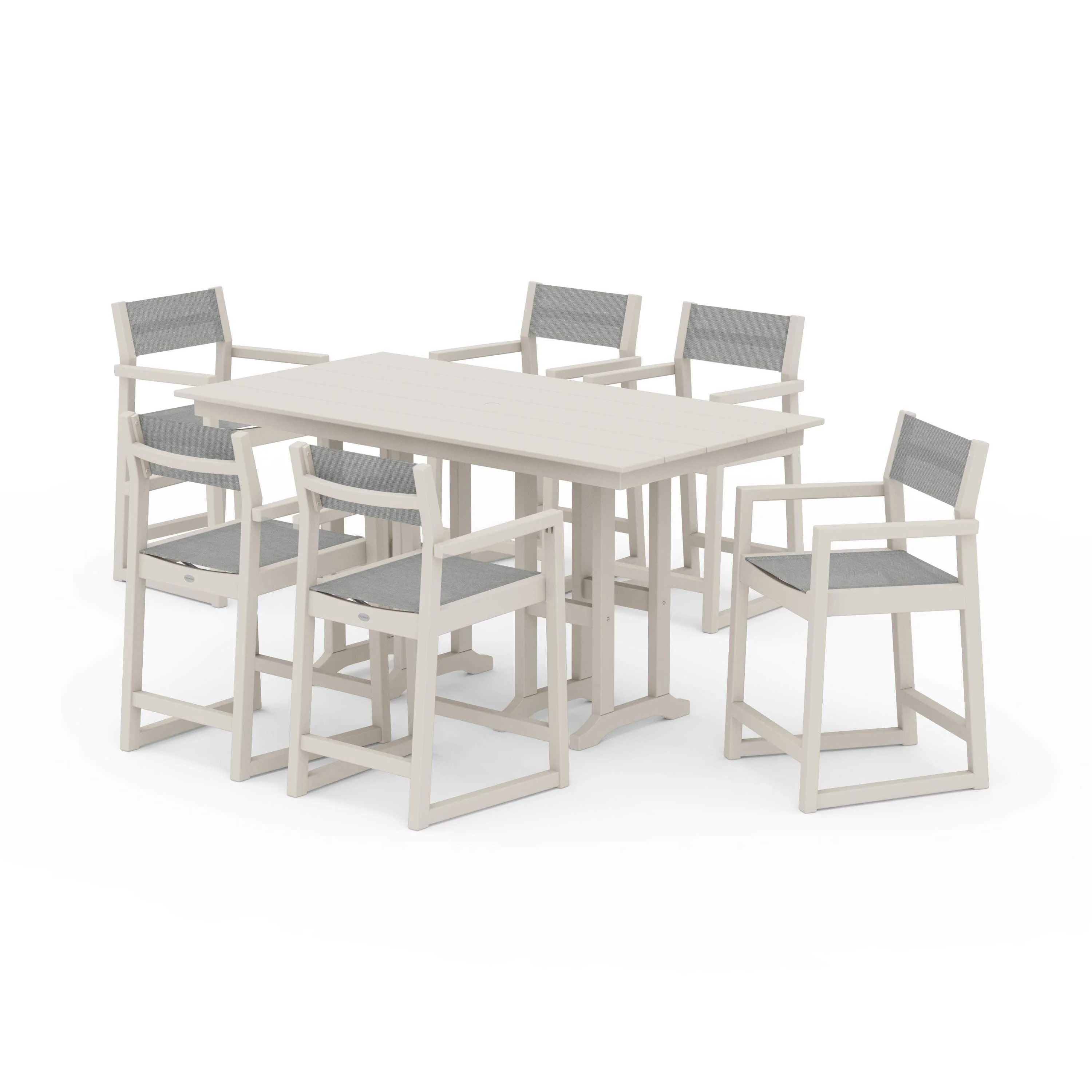 EDGE Sling Arm Chair 7-Piece Farmhouse Counter Set - Image 117