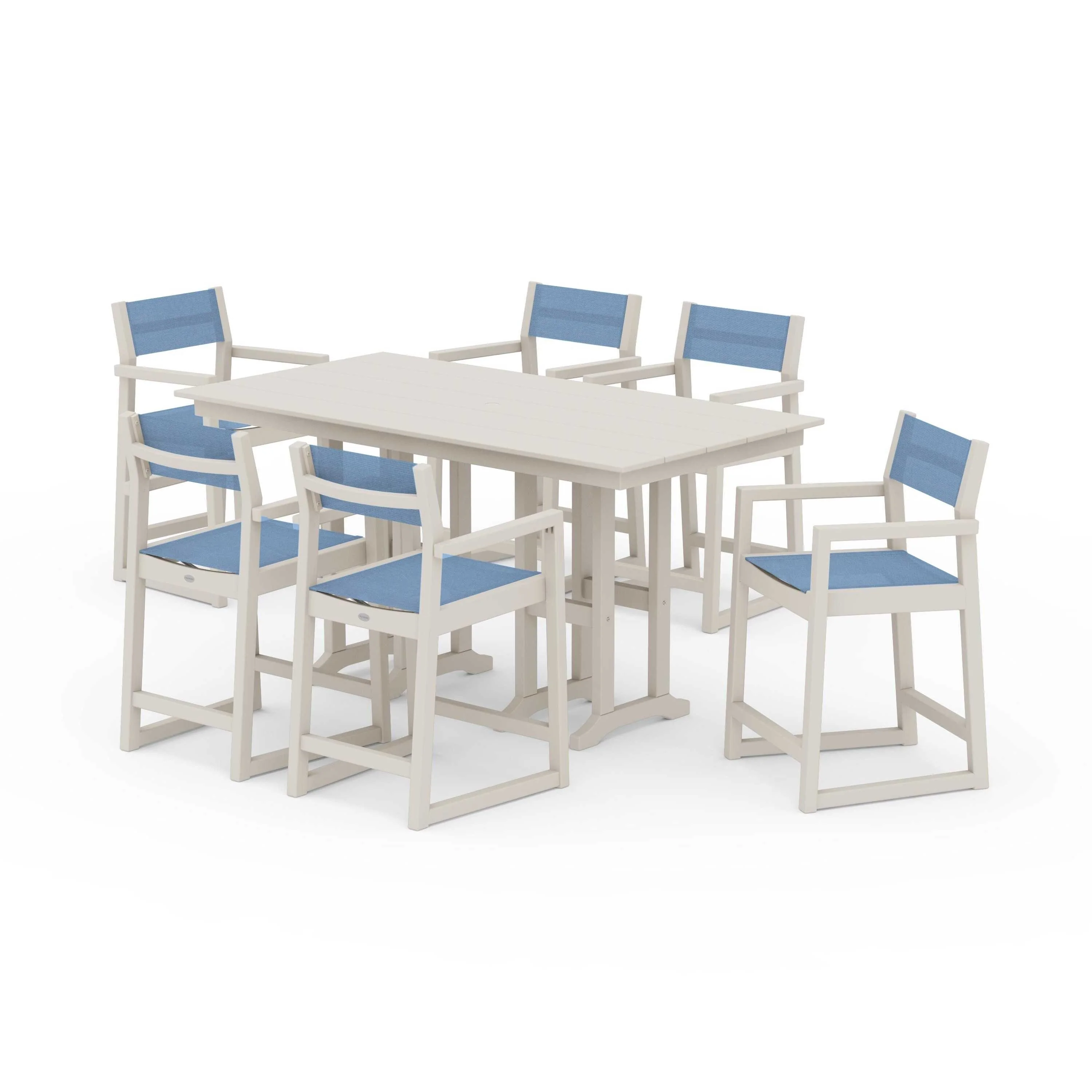 EDGE Sling Arm Chair 7-Piece Farmhouse Counter Set - Image 118