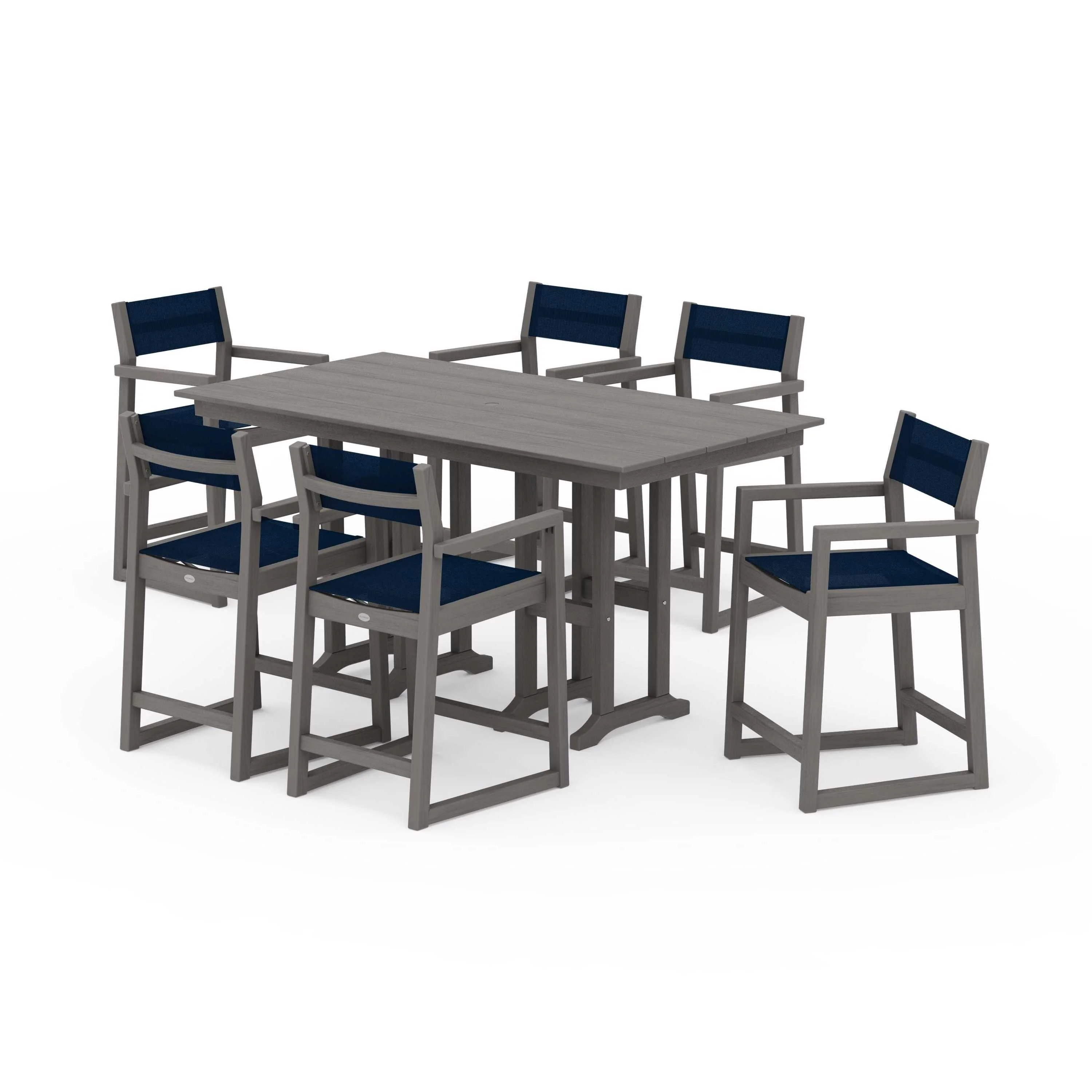EDGE Sling Arm Chair 7-Piece Farmhouse Counter Set - Image 119