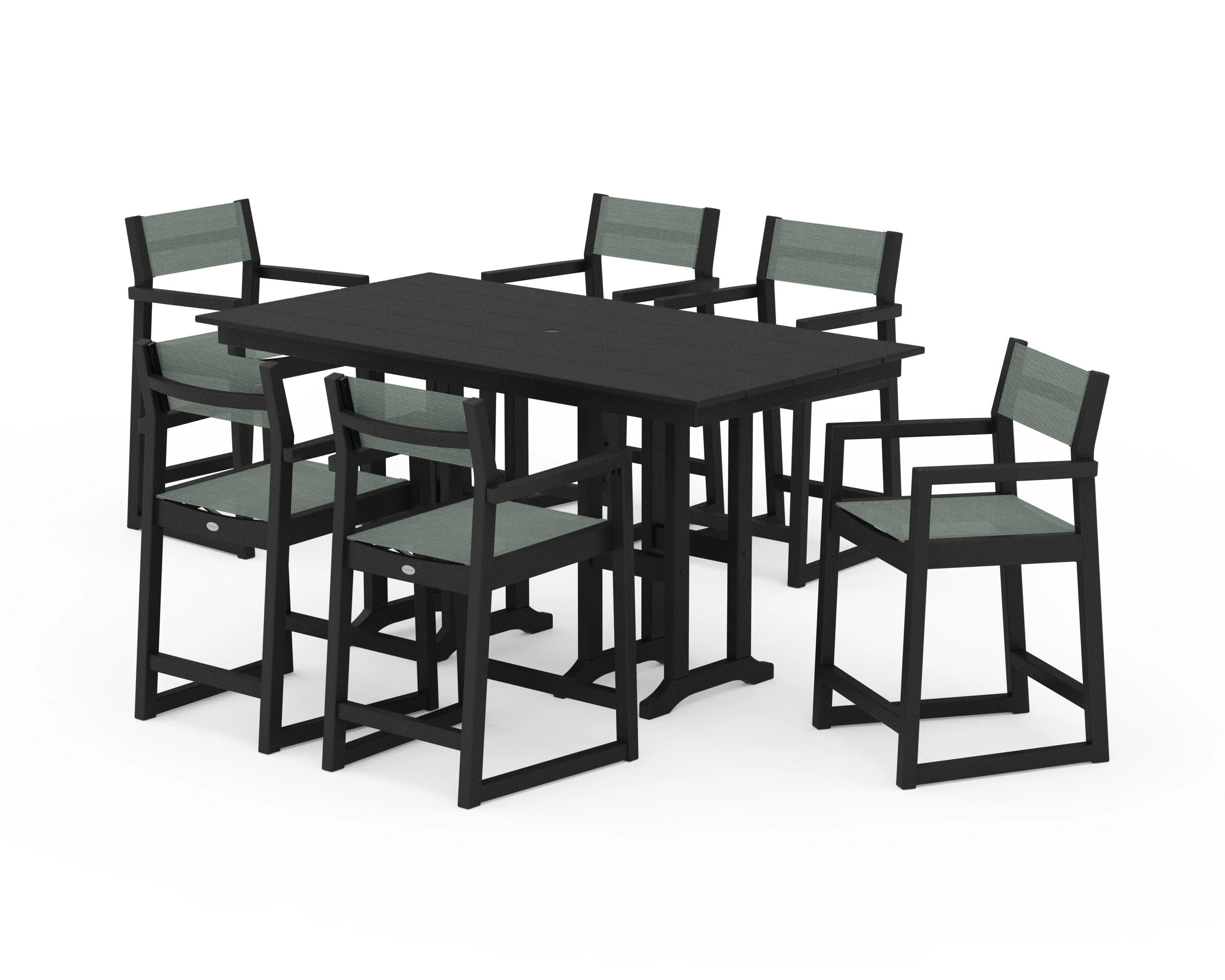 EDGE Sling Arm Chair 7-Piece Farmhouse Counter Set - Image 12
