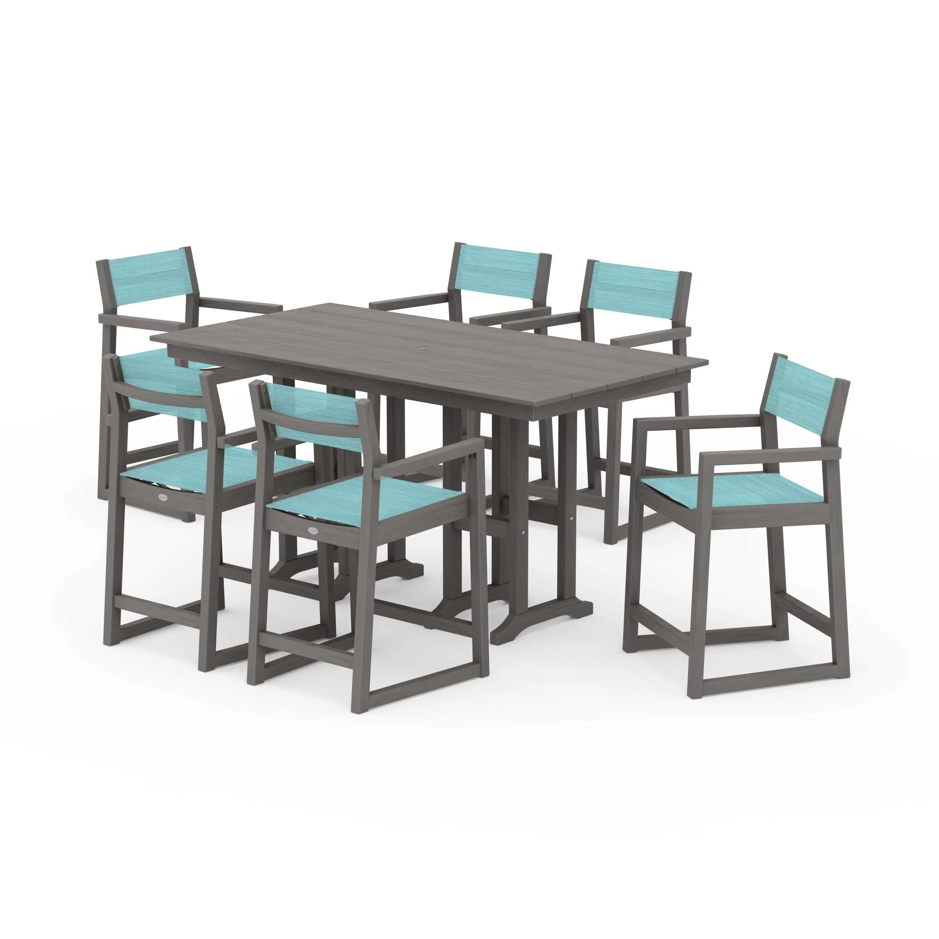 EDGE Sling Arm Chair 7-Piece Farmhouse Counter Set - Image 120