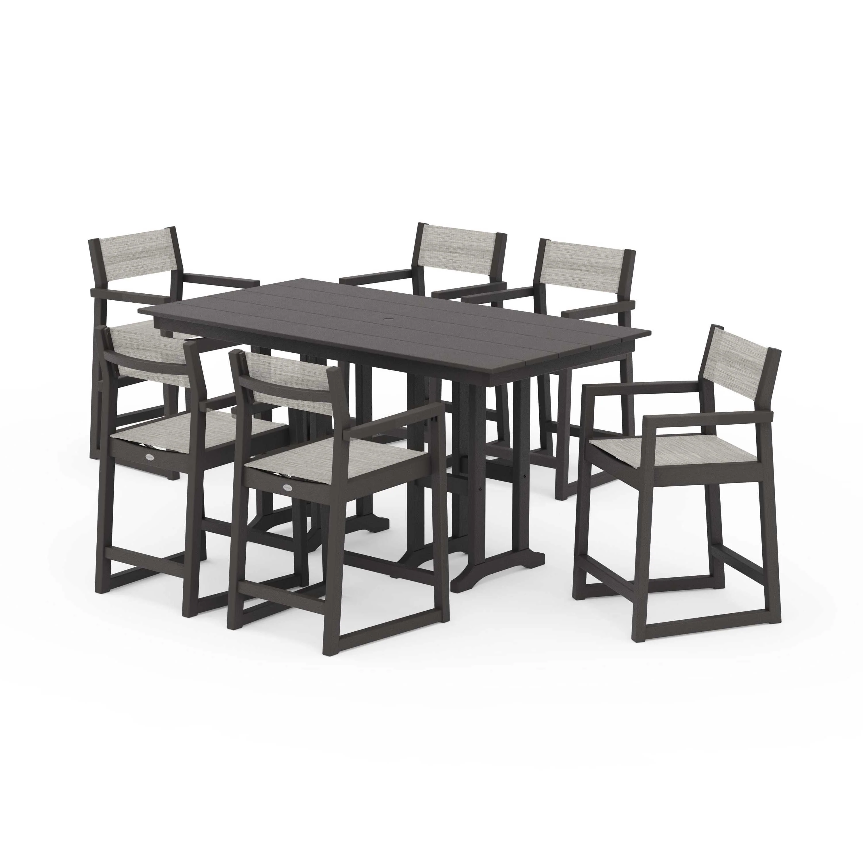 EDGE Sling Arm Chair 7-Piece Farmhouse Counter Set - Image 122