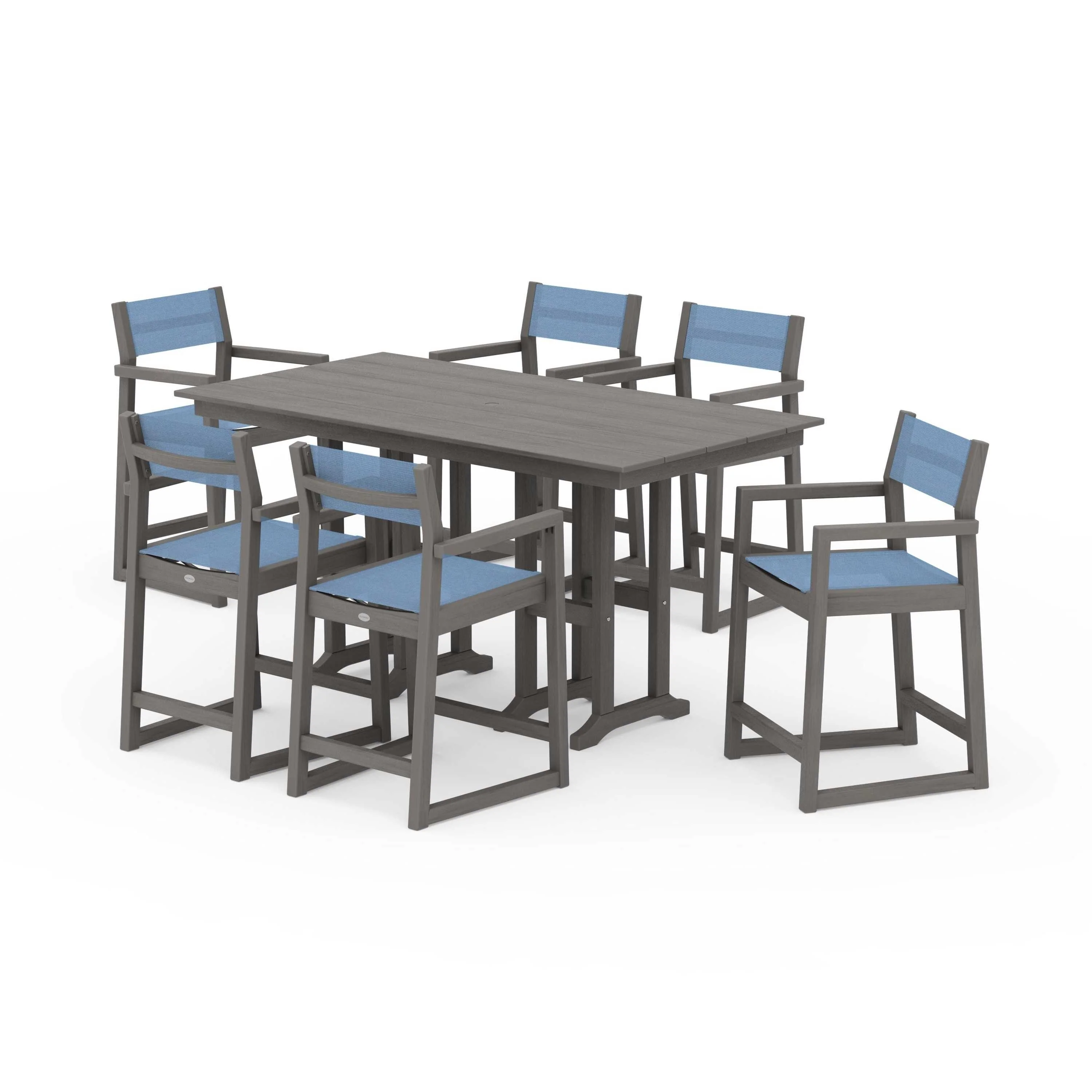 EDGE Sling Arm Chair 7-Piece Farmhouse Counter Set - Image 123