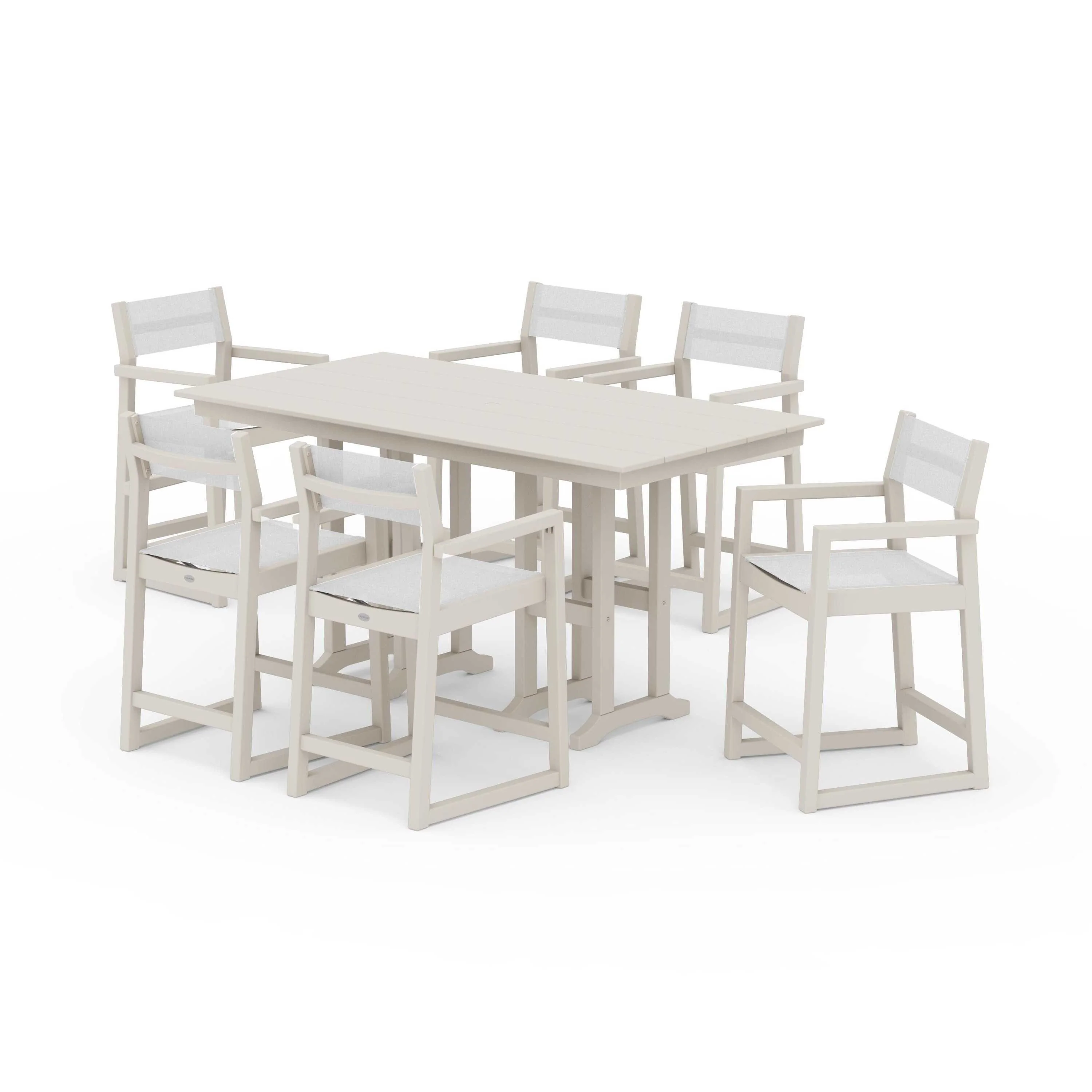EDGE Sling Arm Chair 7-Piece Farmhouse Counter Set - Image 125