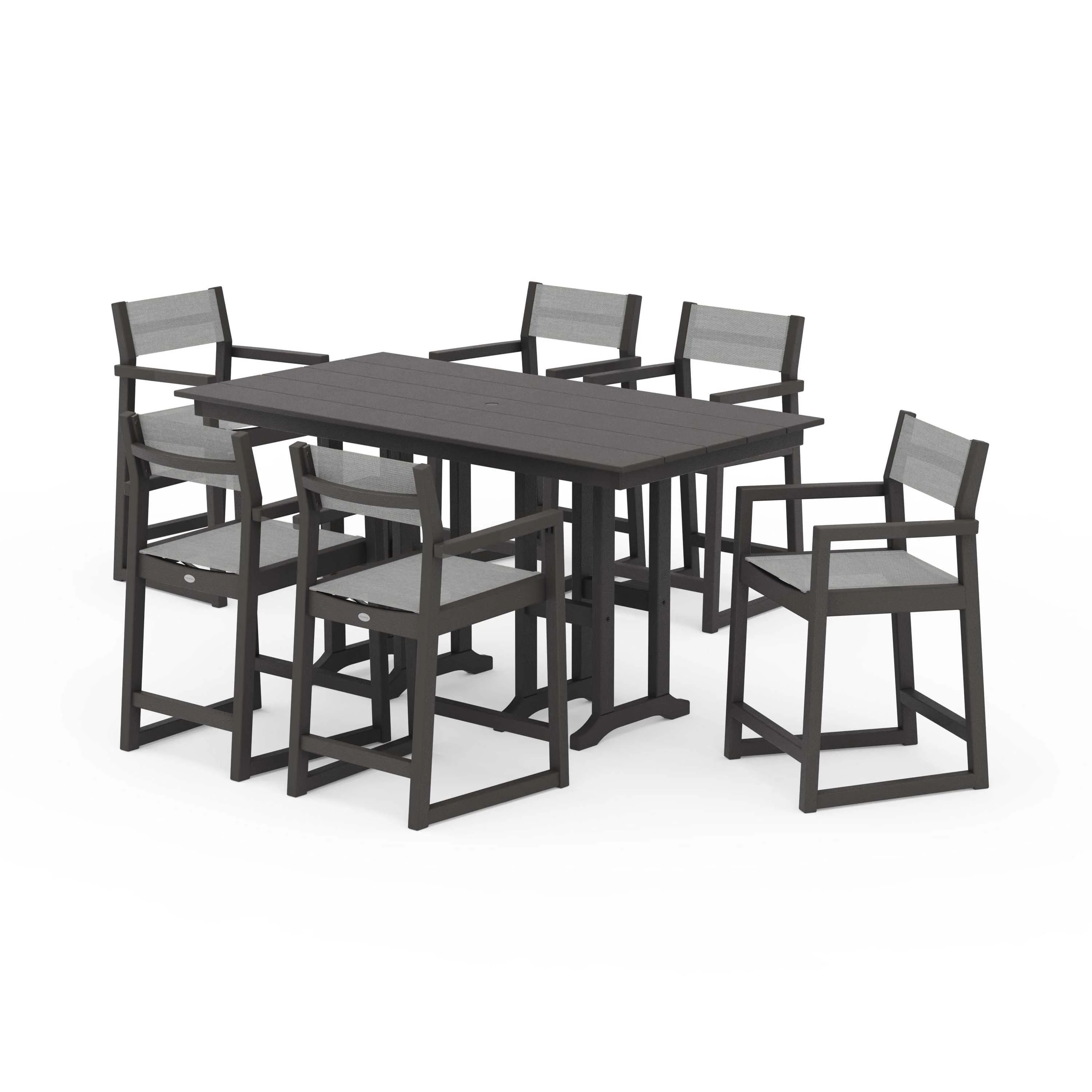 EDGE Sling Arm Chair 7-Piece Farmhouse Counter Set - Image 127