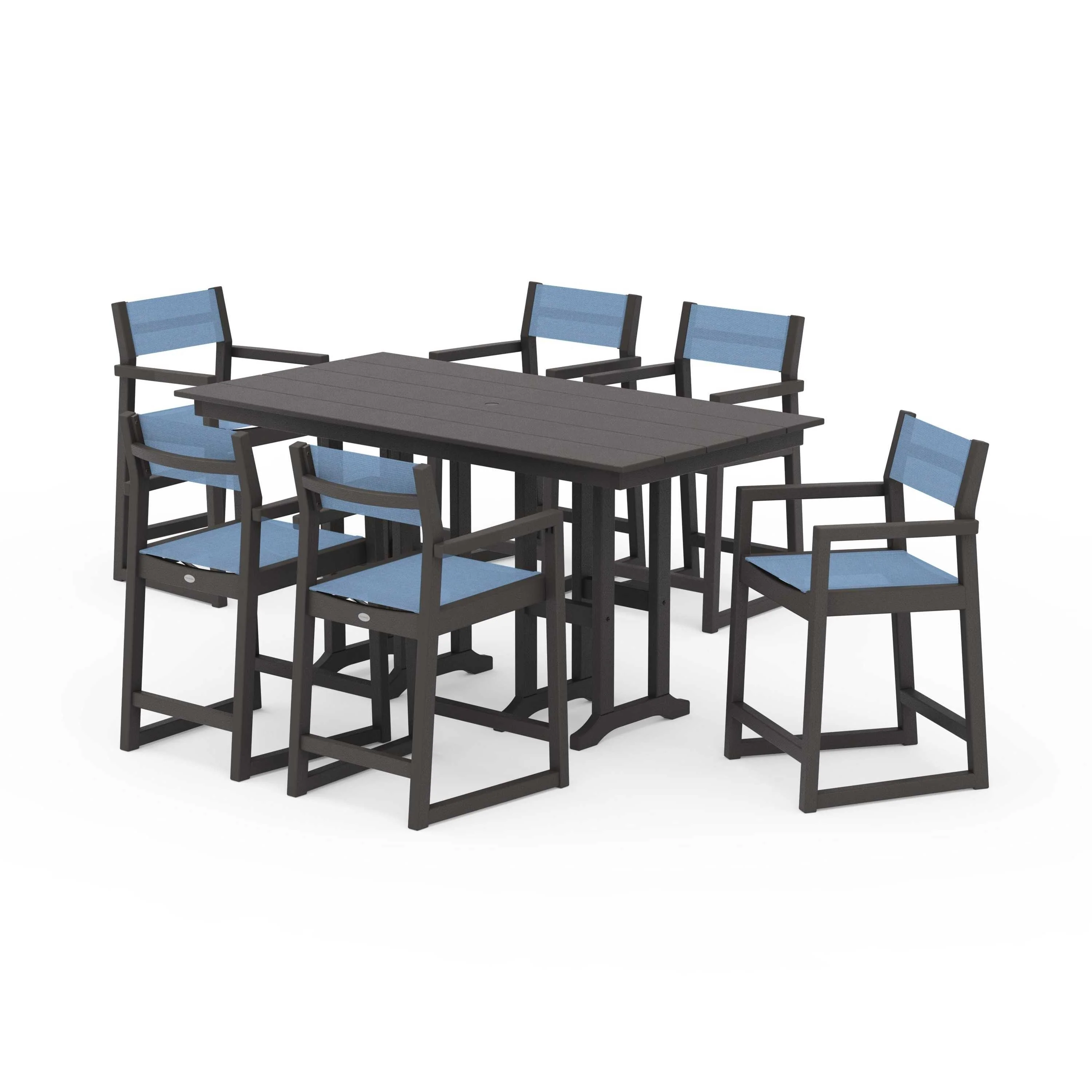 EDGE Sling Arm Chair 7-Piece Farmhouse Counter Set - Image 130
