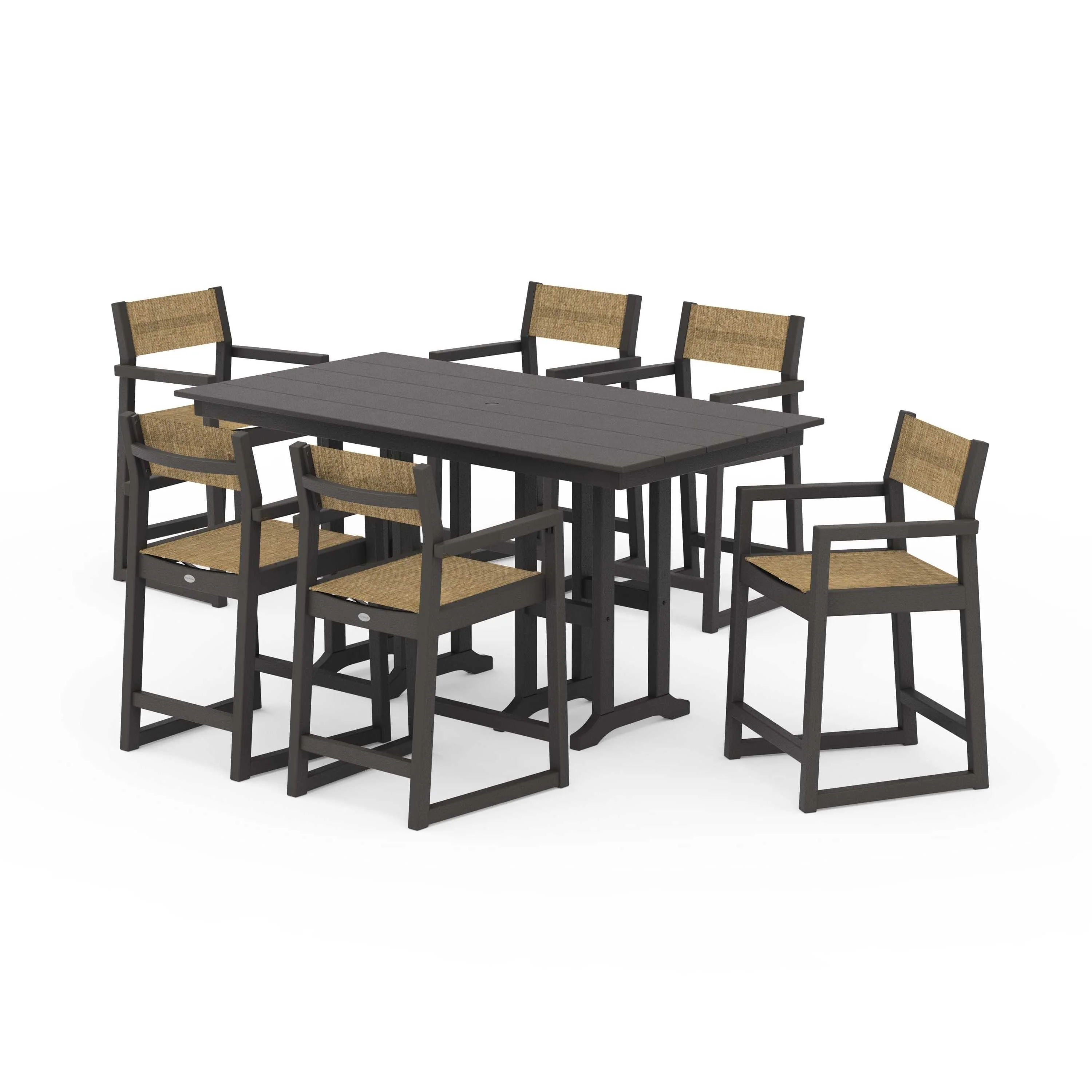 EDGE Sling Arm Chair 7-Piece Farmhouse Counter Set - Image 131