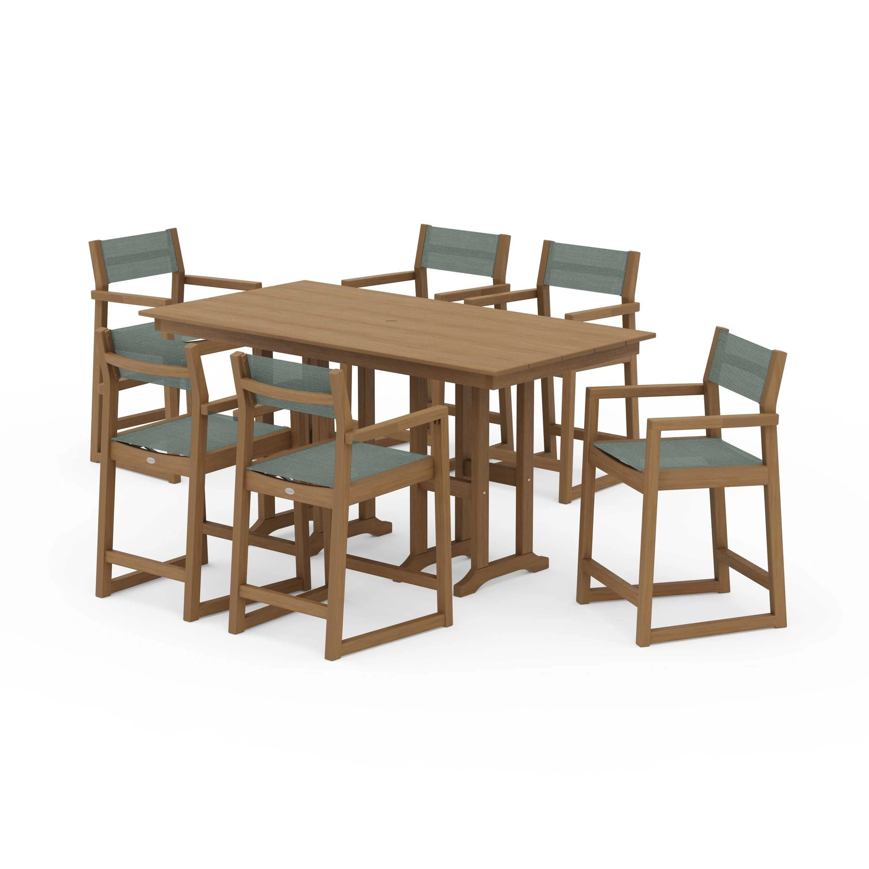EDGE Sling Arm Chair 7-Piece Farmhouse Counter Set - Image 134