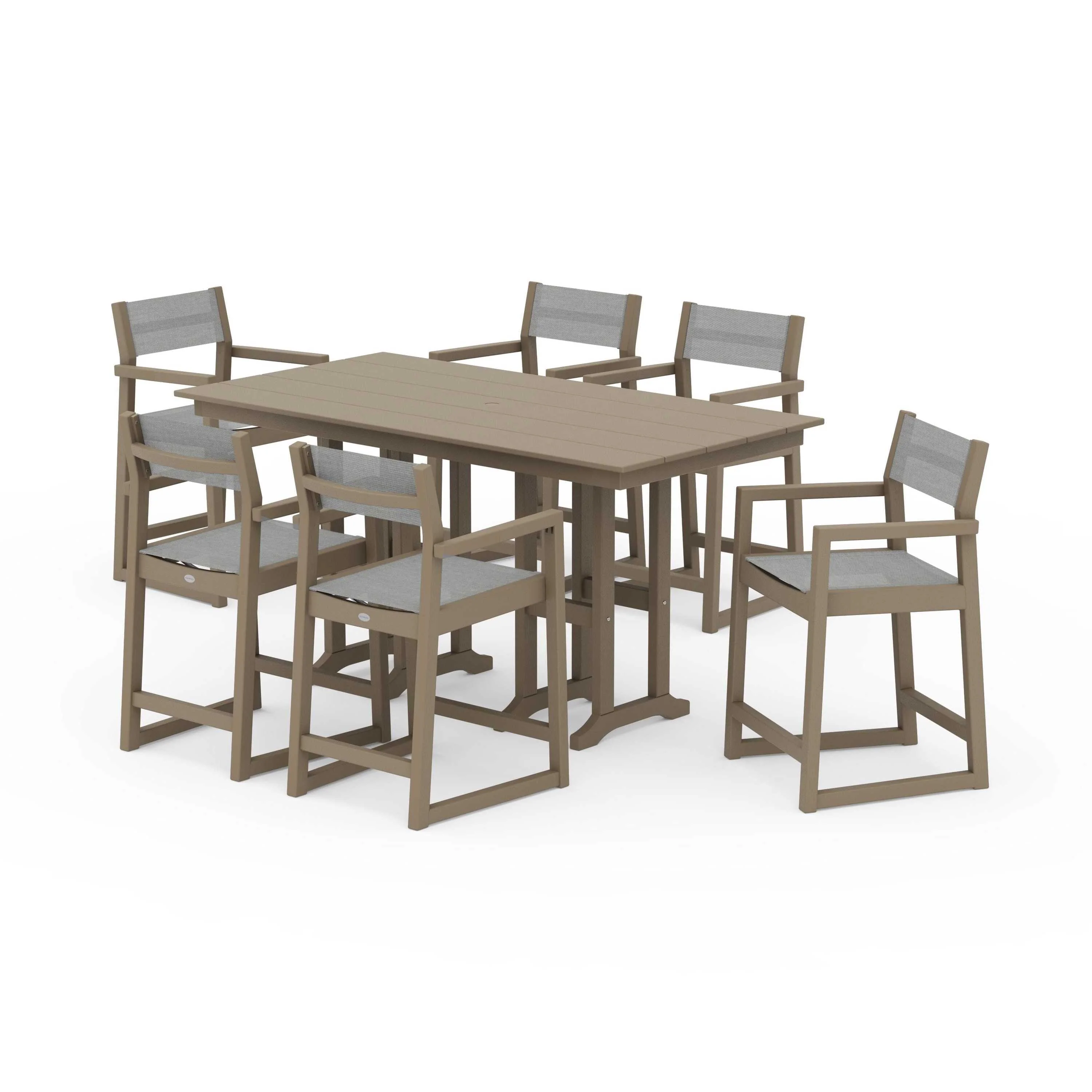 EDGE Sling Arm Chair 7-Piece Farmhouse Counter Set - Image 135