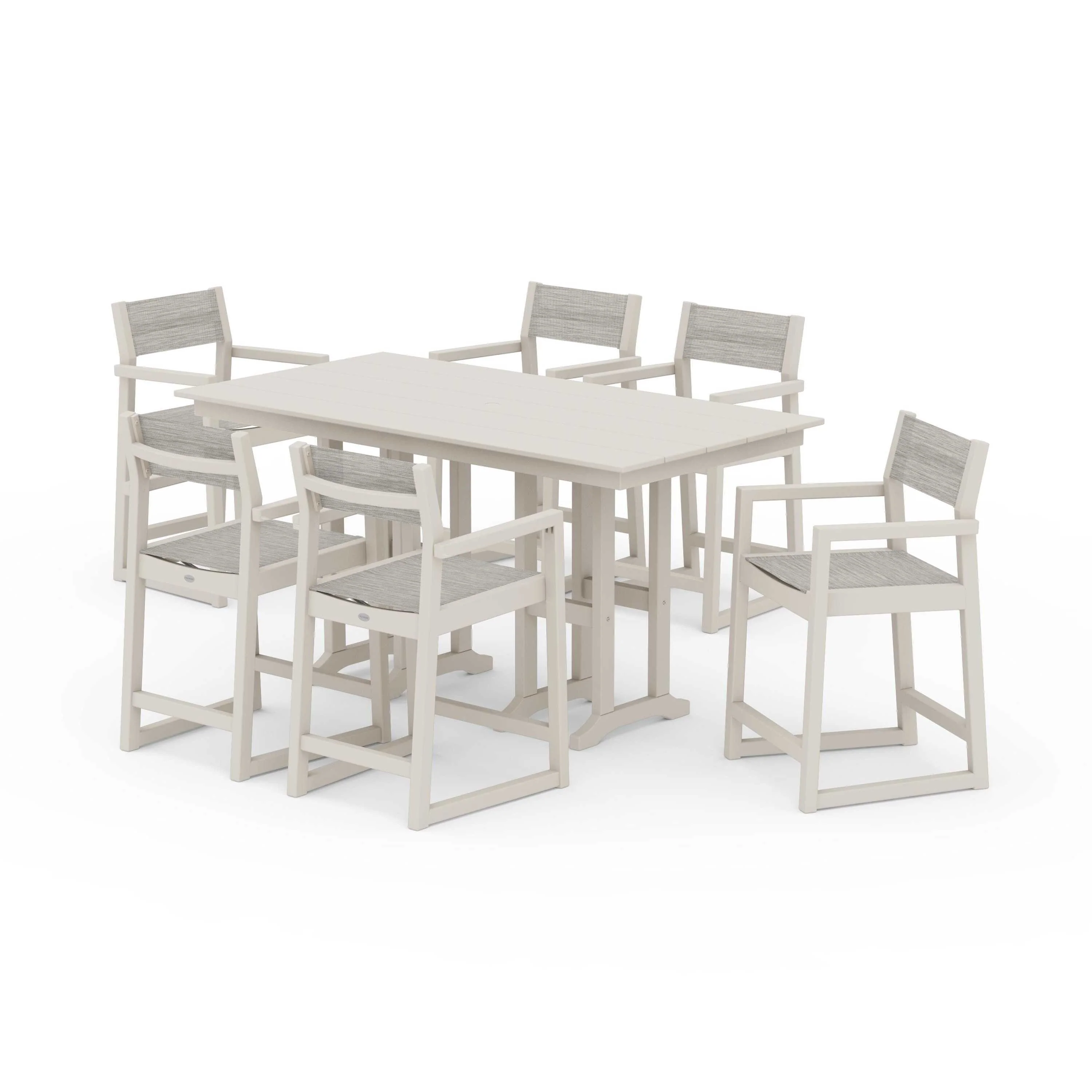 EDGE Sling Arm Chair 7-Piece Farmhouse Counter Set - Image 136
