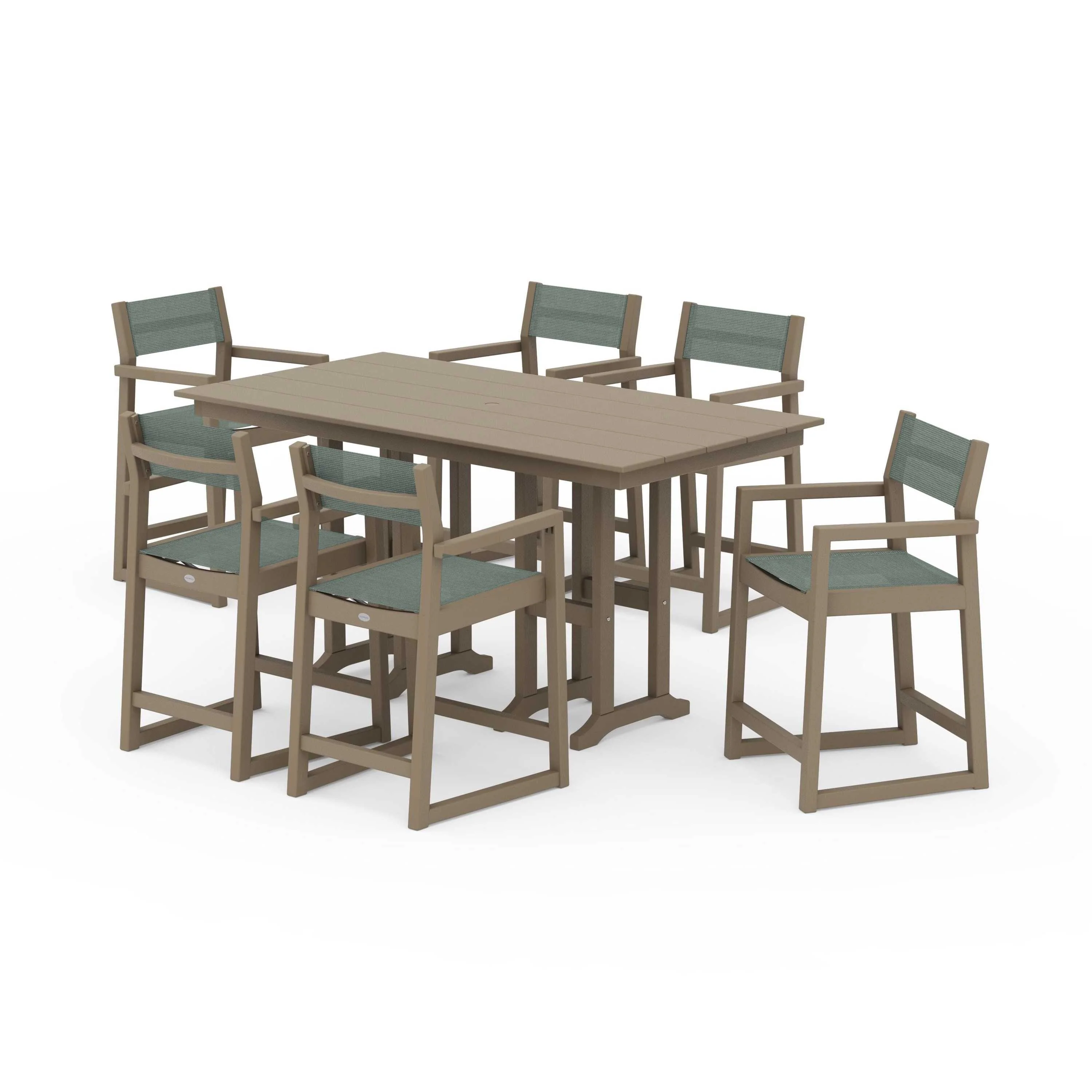EDGE Sling Arm Chair 7-Piece Farmhouse Counter Set - Image 138