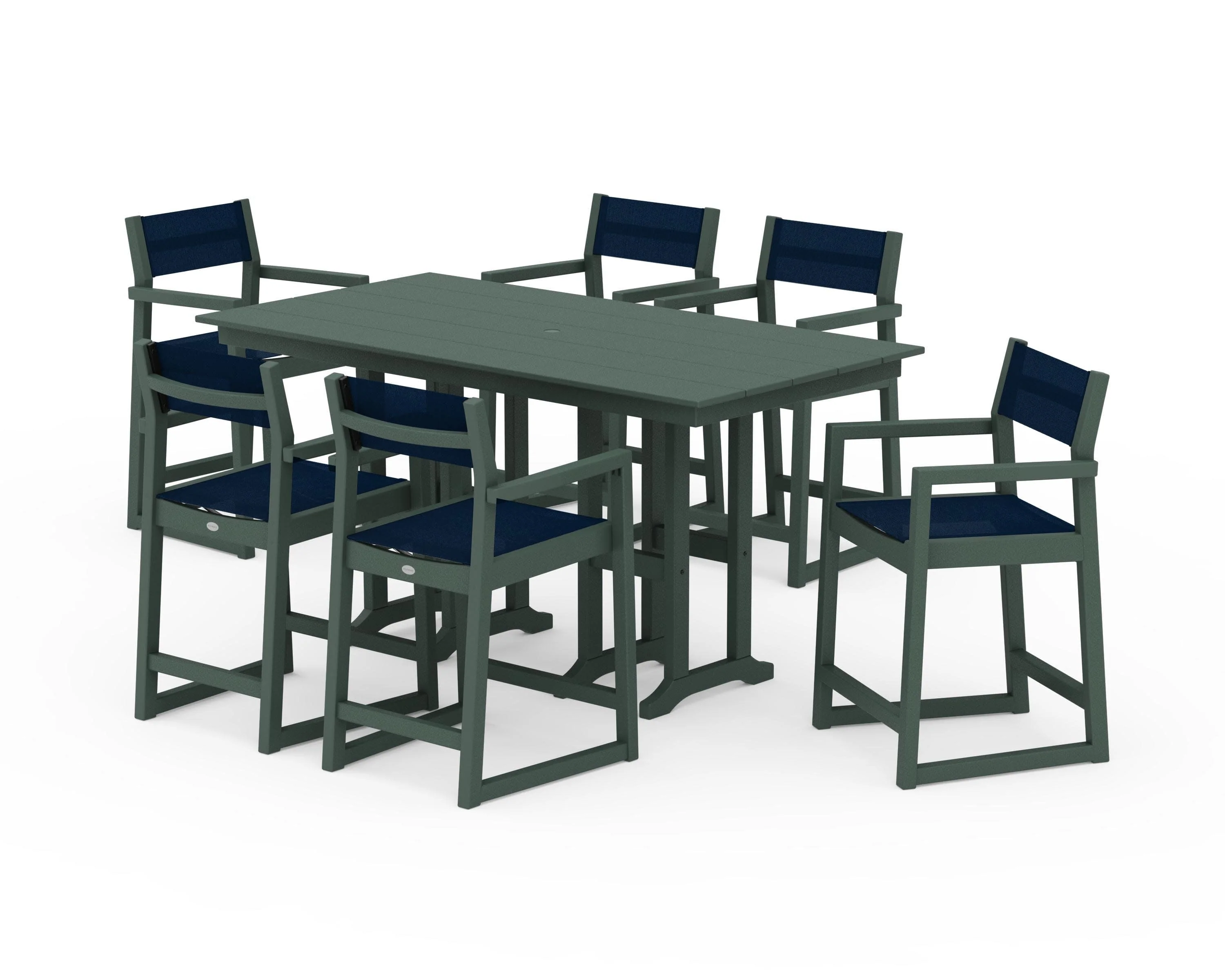 EDGE Sling Arm Chair 7-Piece Farmhouse Counter Set - Image 14