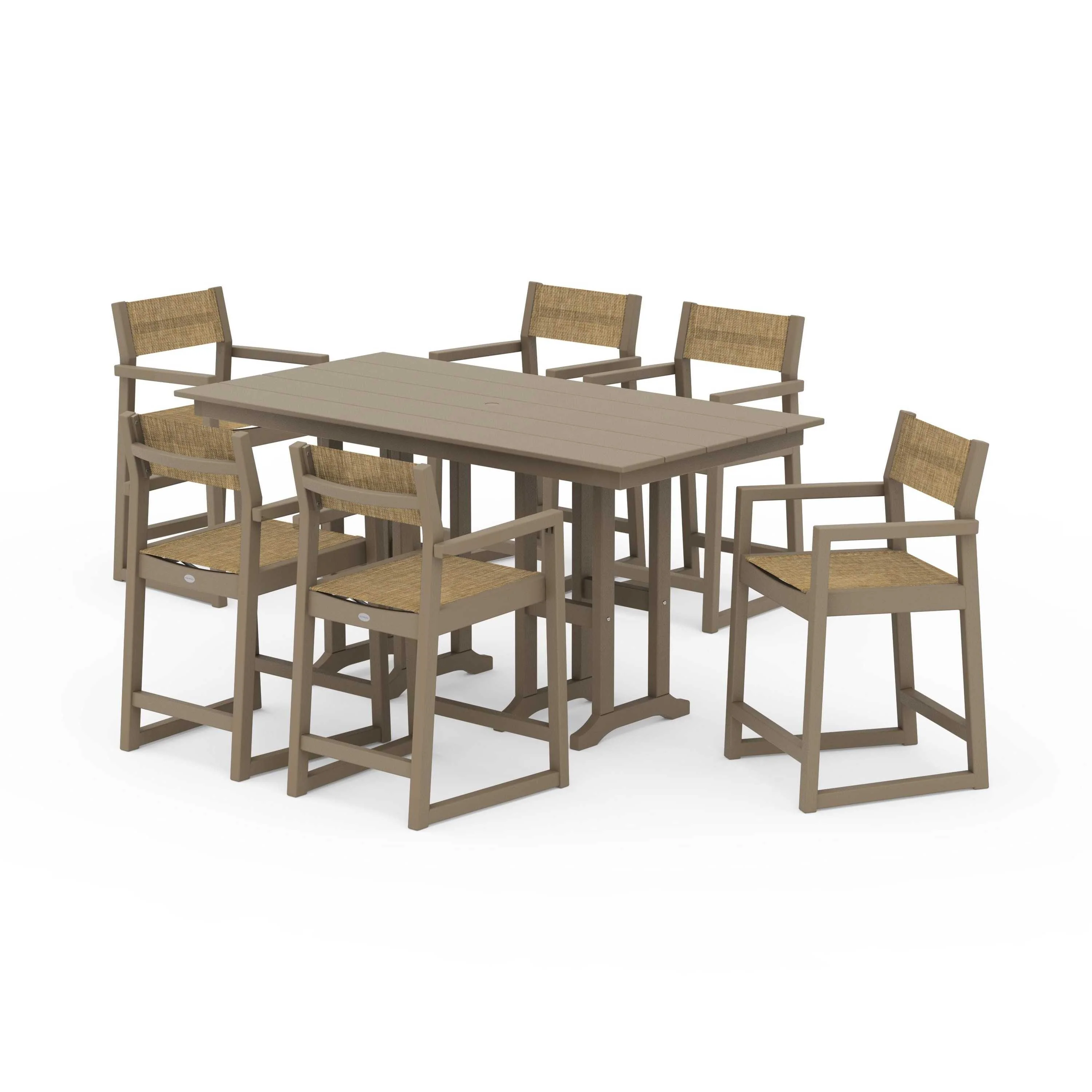 EDGE Sling Arm Chair 7-Piece Farmhouse Counter Set - Image 140