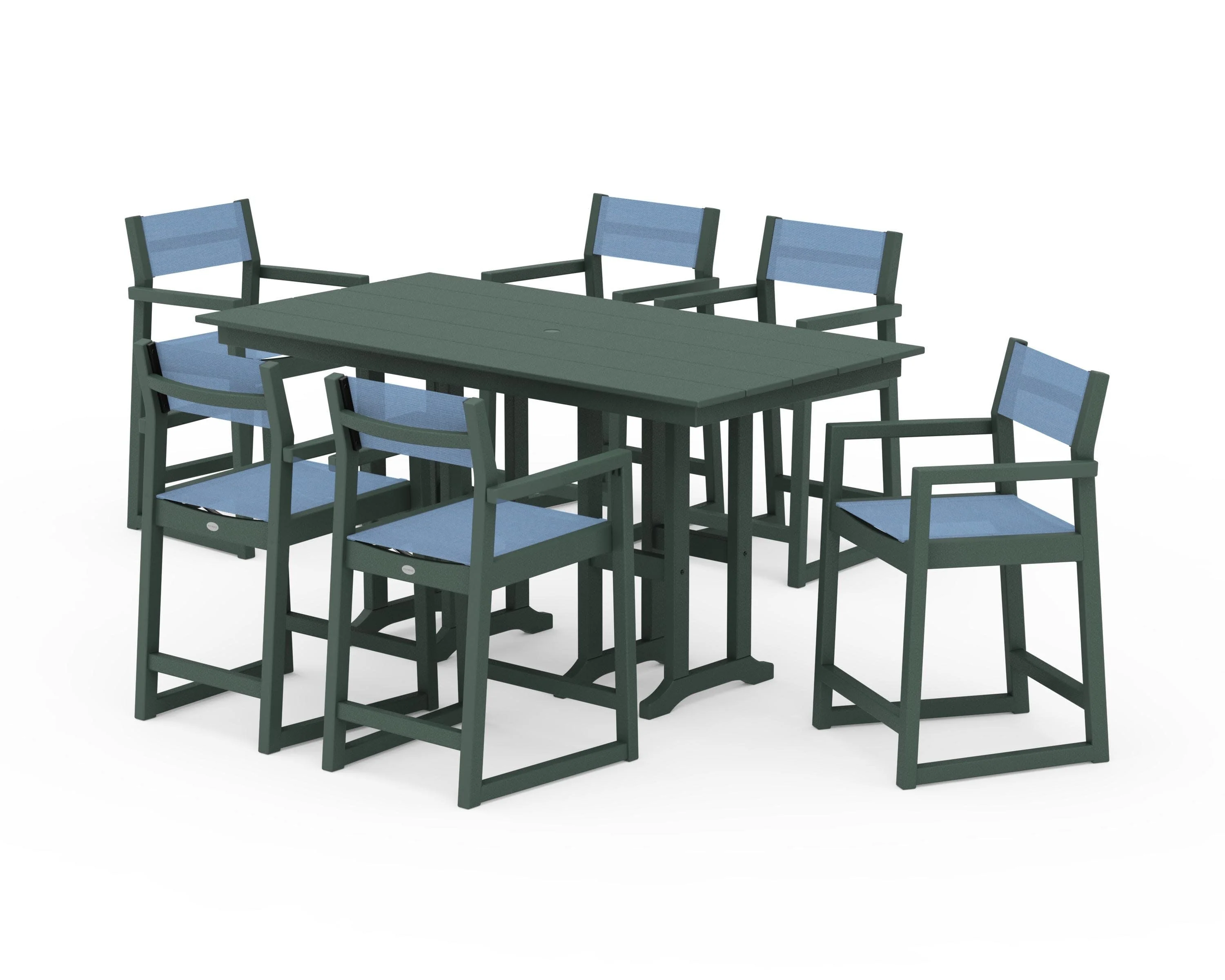 EDGE Sling Arm Chair 7-Piece Farmhouse Counter Set - Image 16