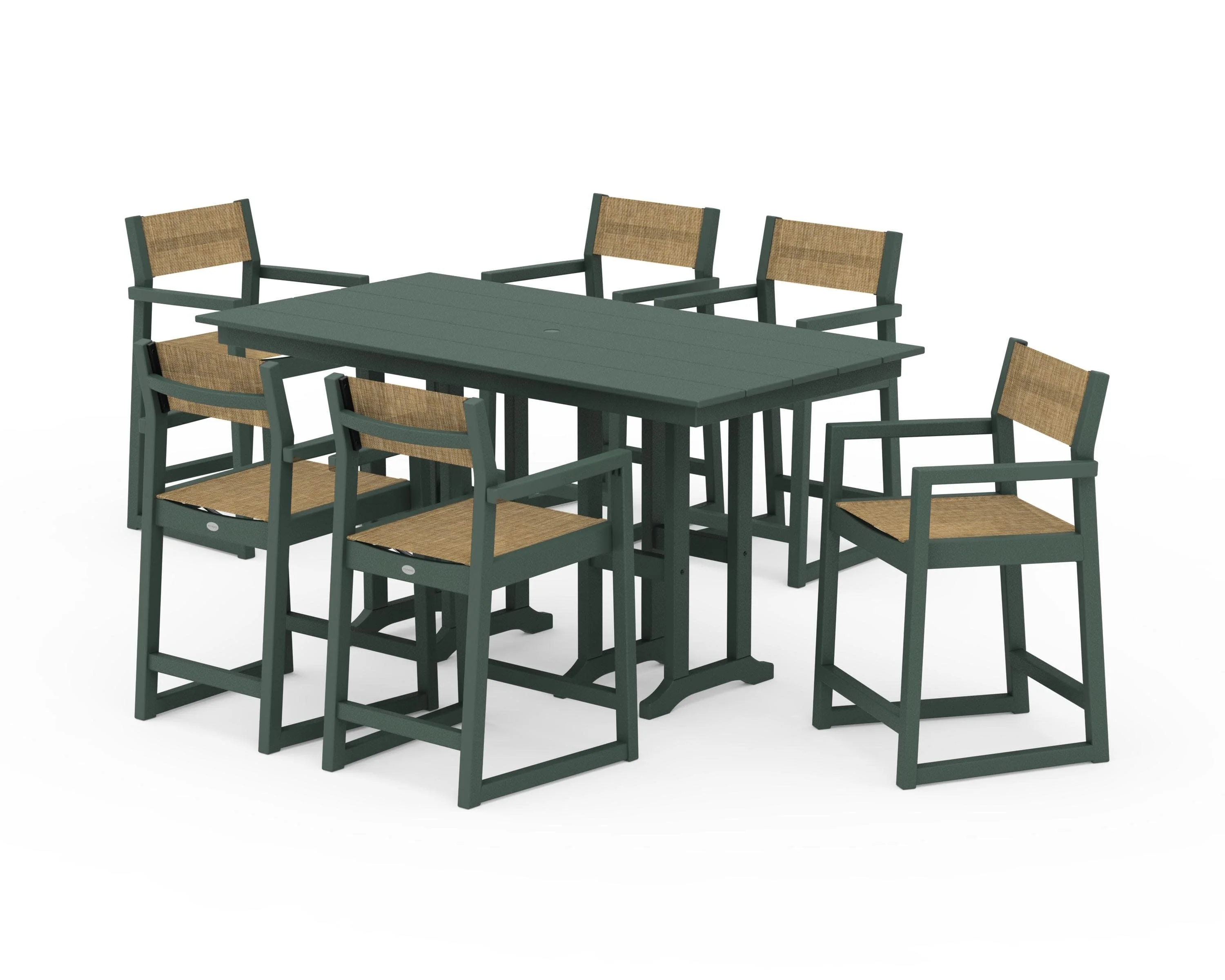 EDGE Sling Arm Chair 7-Piece Farmhouse Counter Set - Image 17