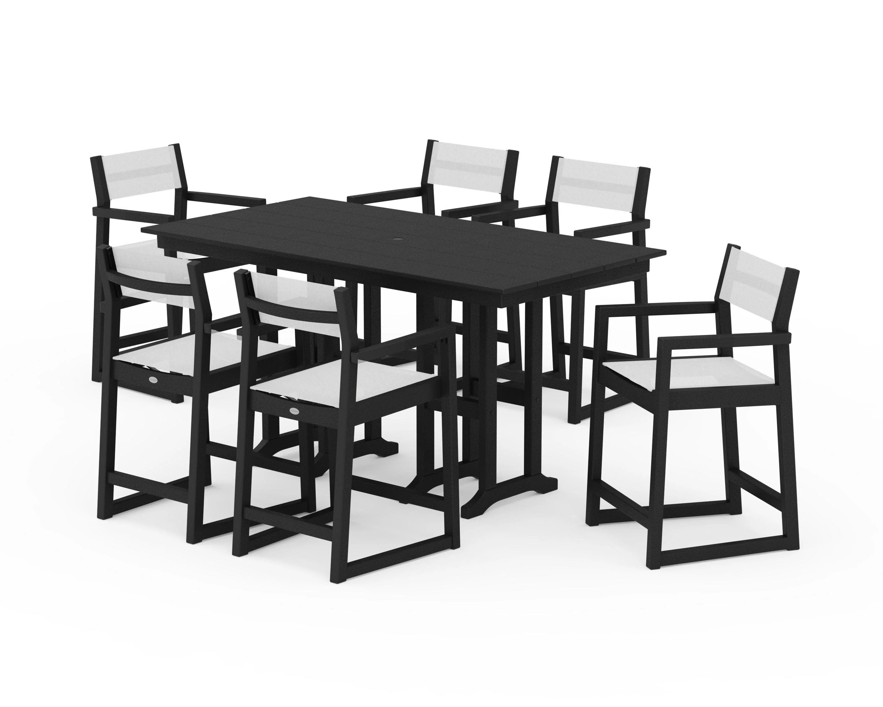 EDGE Sling Arm Chair 7-Piece Farmhouse Counter Set - Image 2