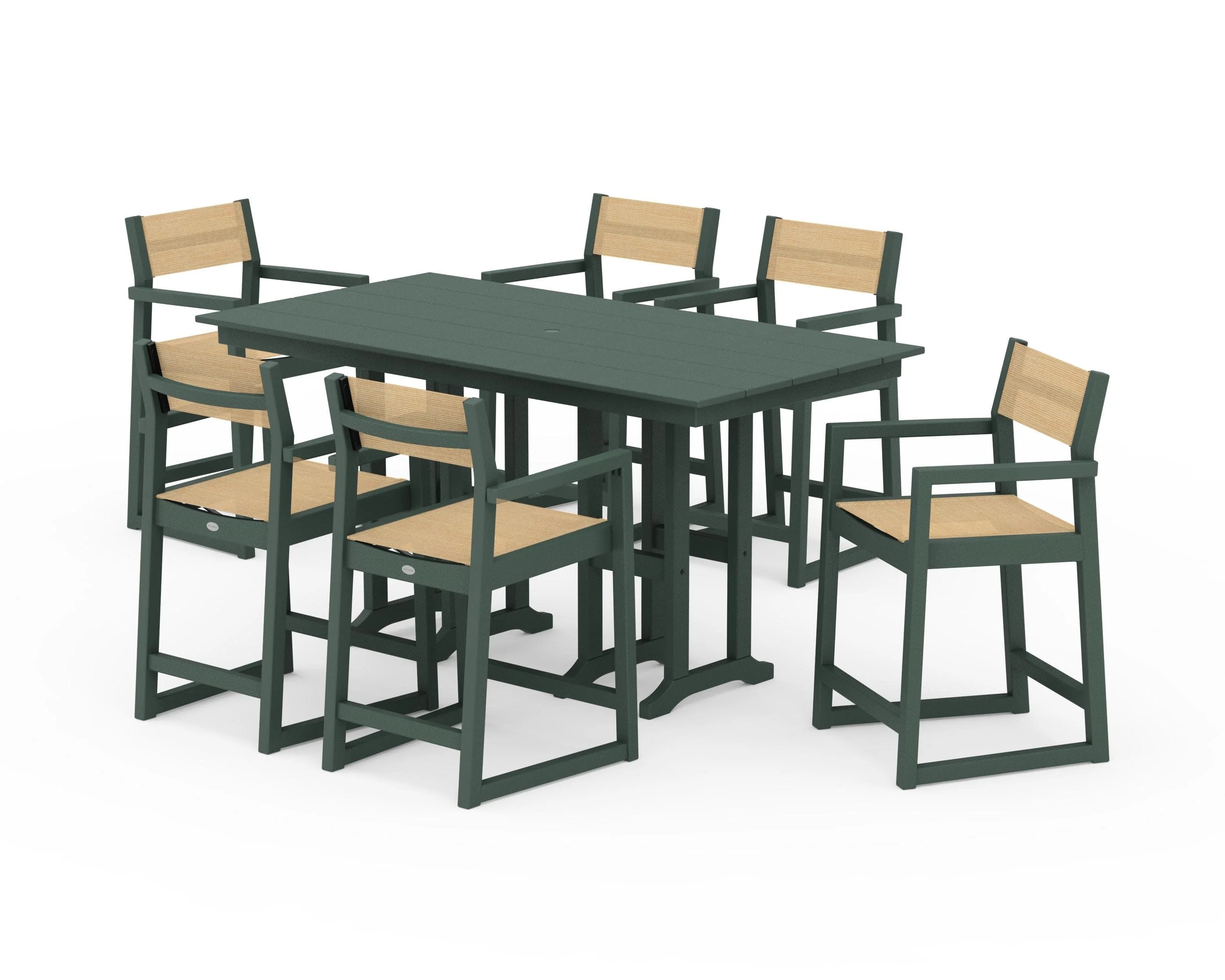 EDGE Sling Arm Chair 7-Piece Farmhouse Counter Set - Image 22