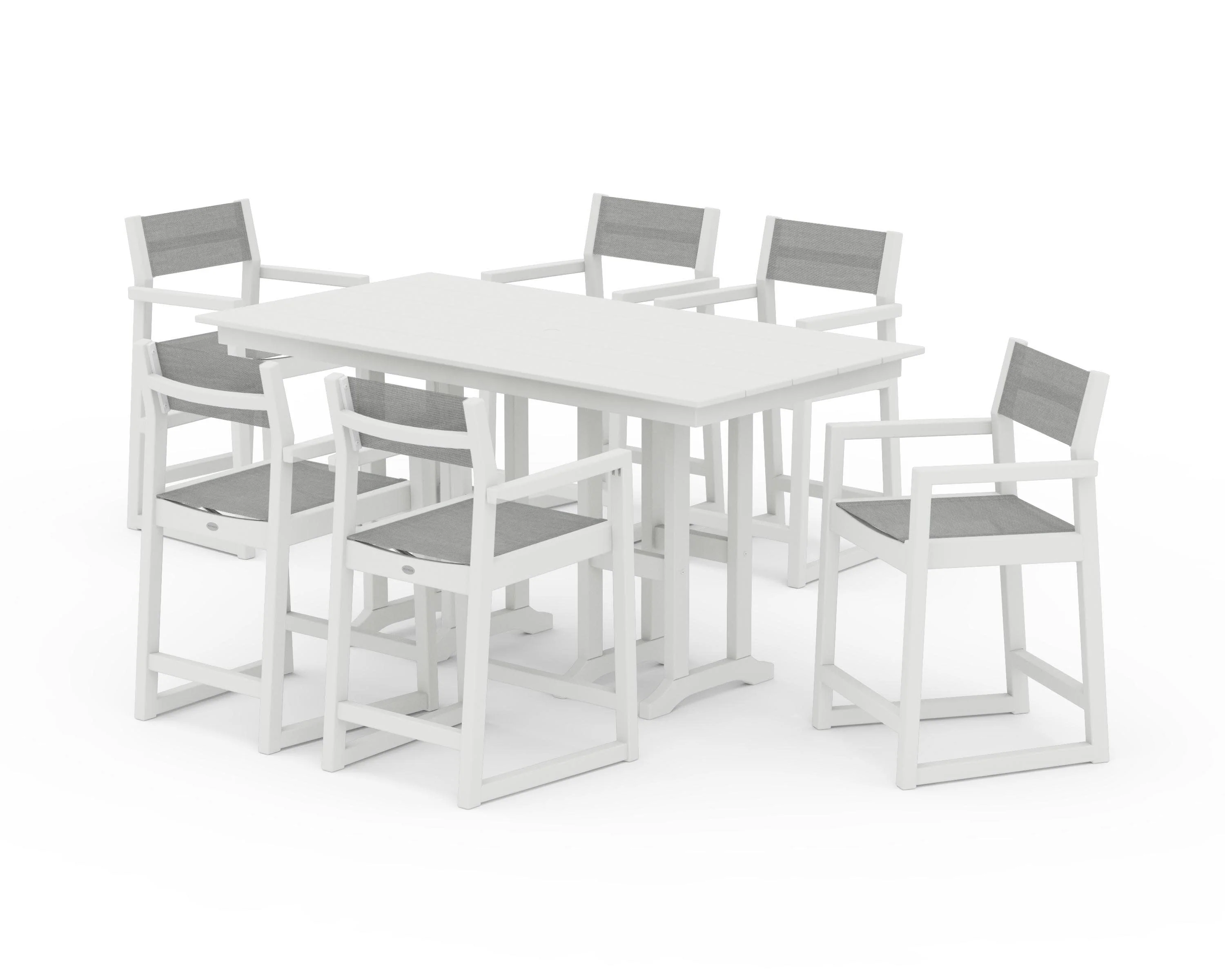 EDGE Sling Arm Chair 7-Piece Farmhouse Counter Set - Image 26