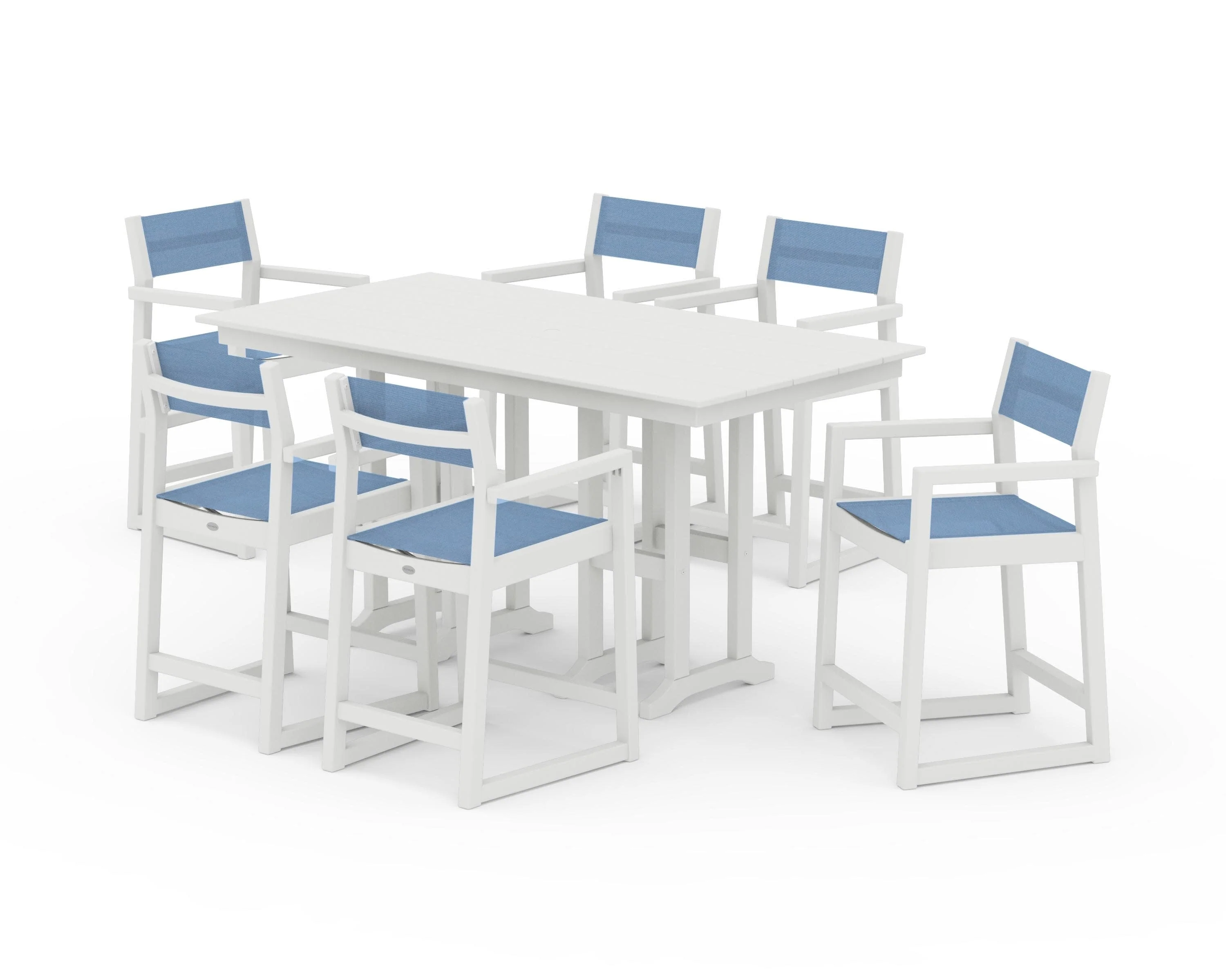 EDGE Sling Arm Chair 7-Piece Farmhouse Counter Set - Image 27