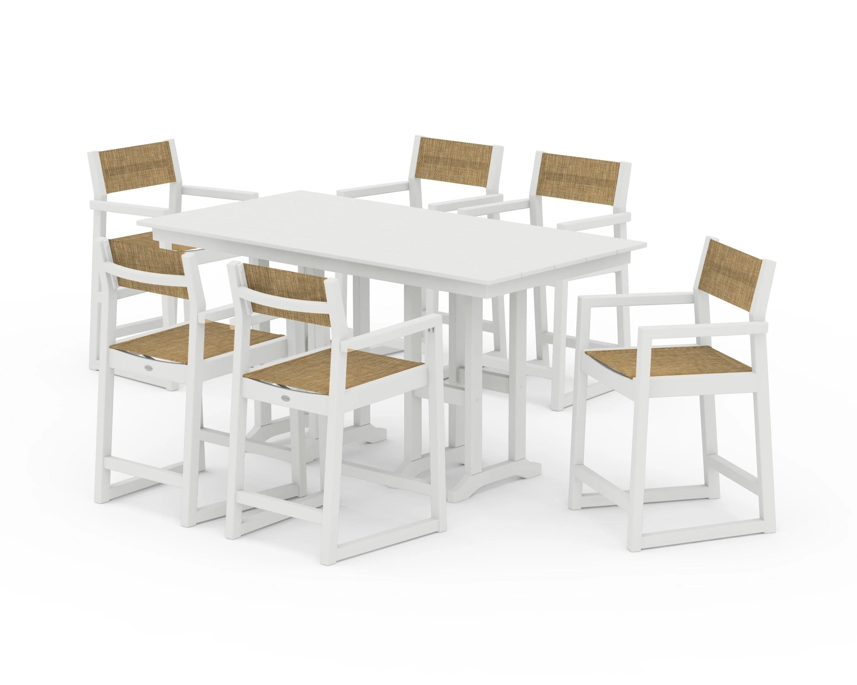 EDGE Sling Arm Chair 7-Piece Farmhouse Counter Set - Image 28