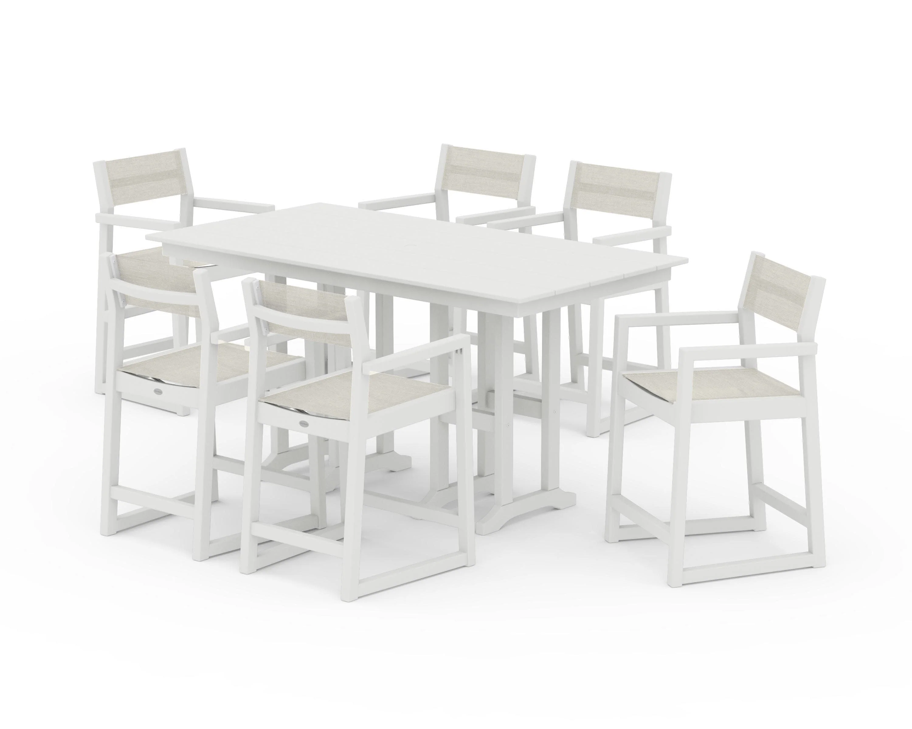 EDGE Sling Arm Chair 7-Piece Farmhouse Counter Set - Image 29