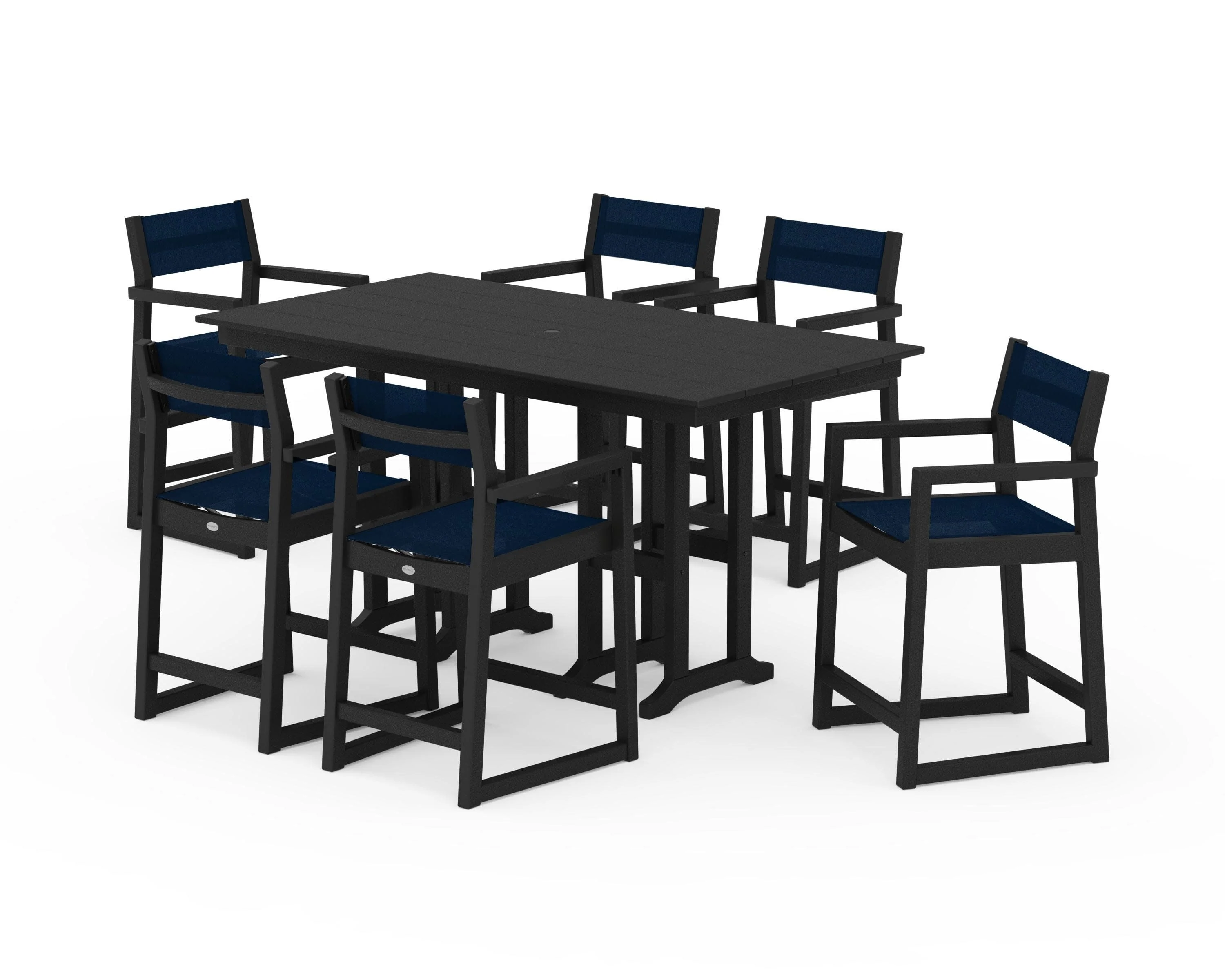 EDGE Sling Arm Chair 7-Piece Farmhouse Counter Set - Image 3