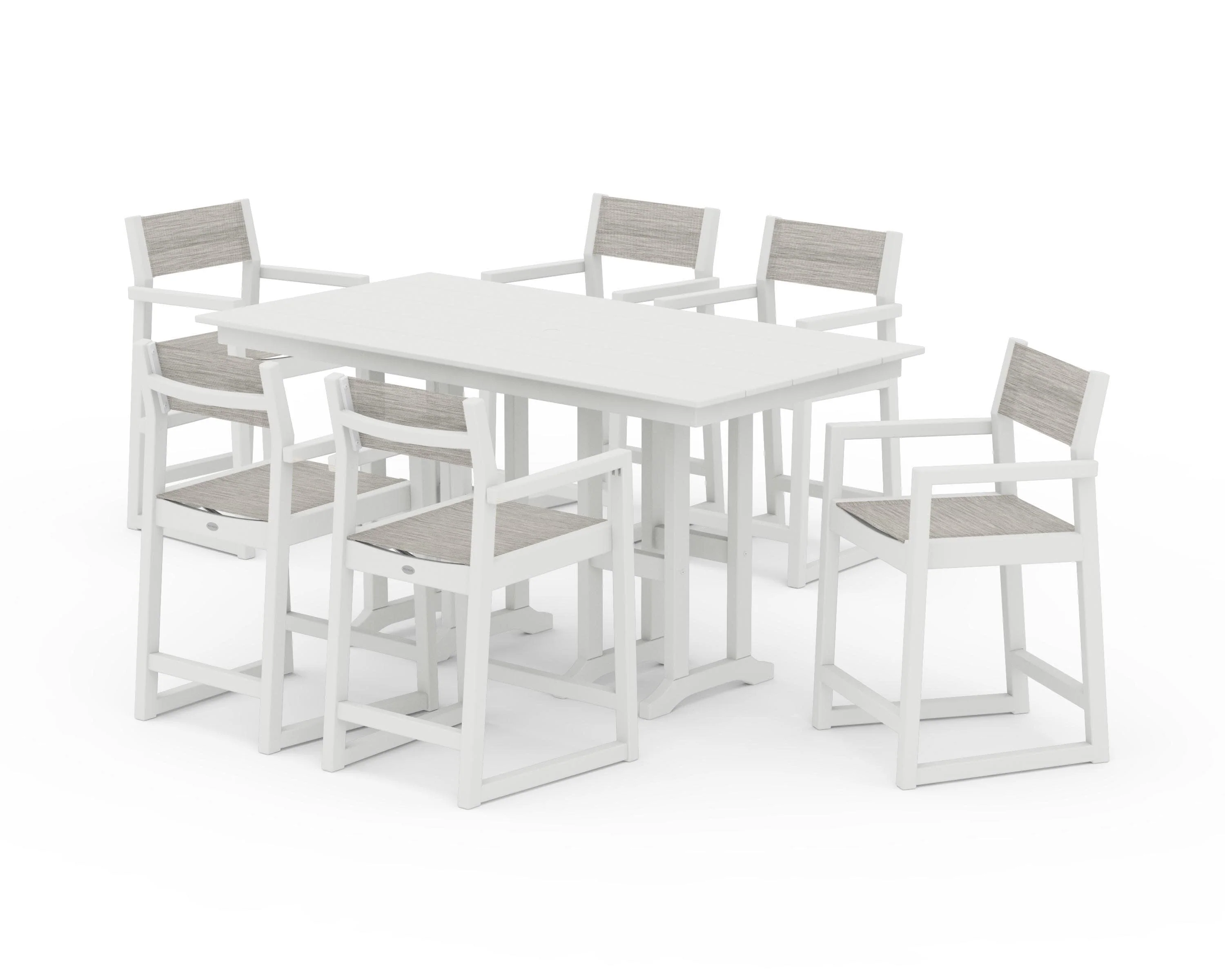 EDGE Sling Arm Chair 7-Piece Farmhouse Counter Set - Image 30