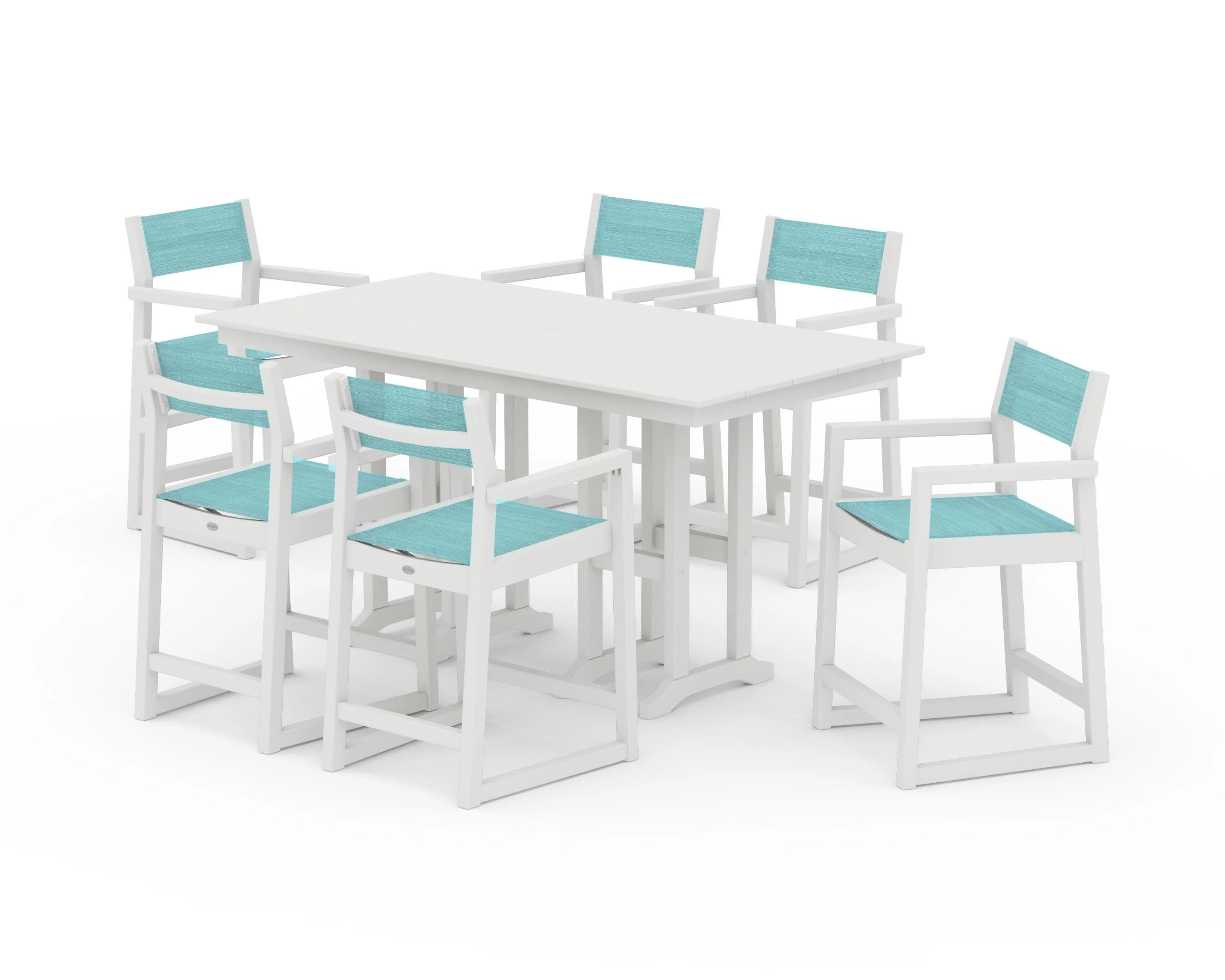 EDGE Sling Arm Chair 7-Piece Farmhouse Counter Set - Image 31